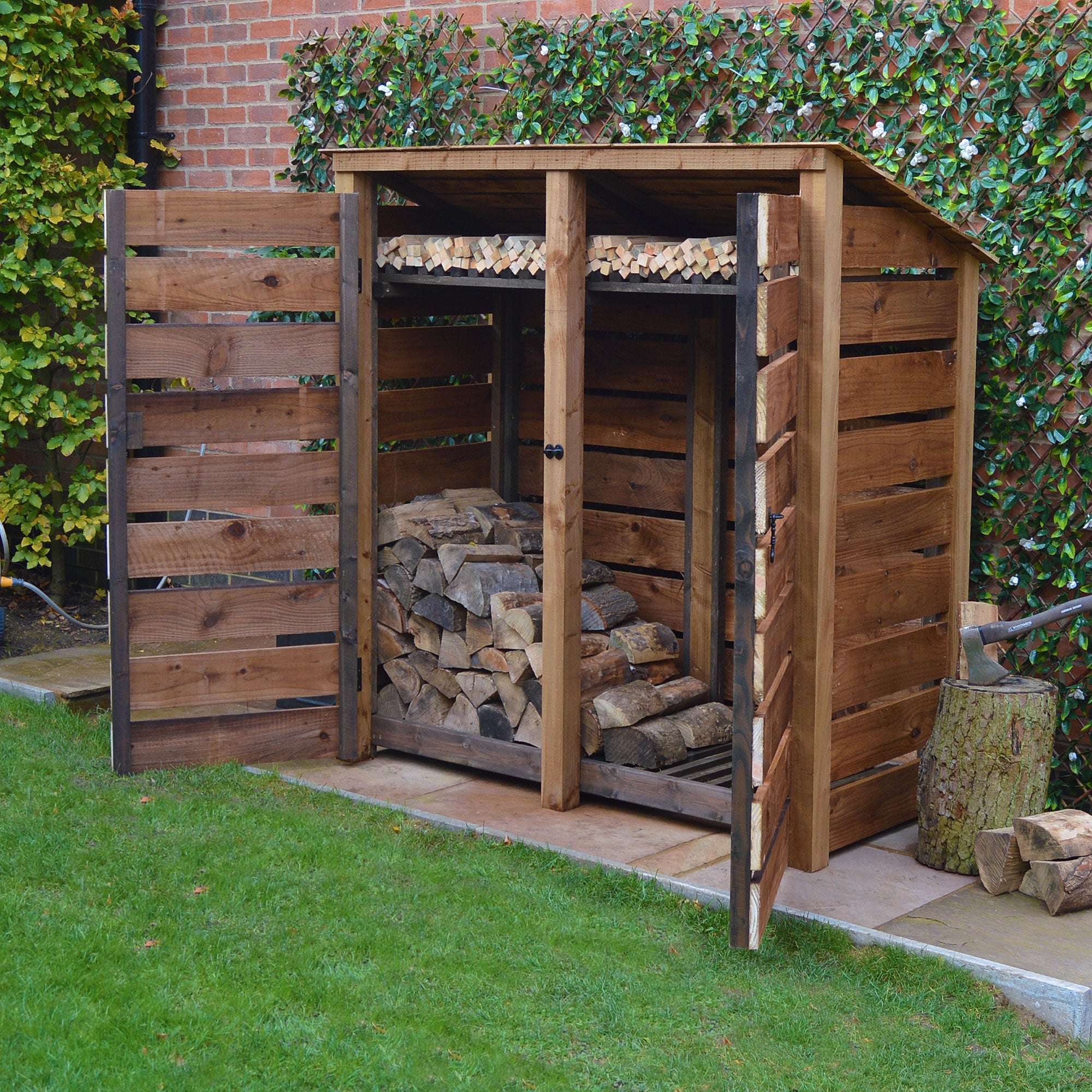 Rutland Country Hambleton Log Store with Kindling Shelf and Door - 6ft:Rutland County,Exceptional Garden