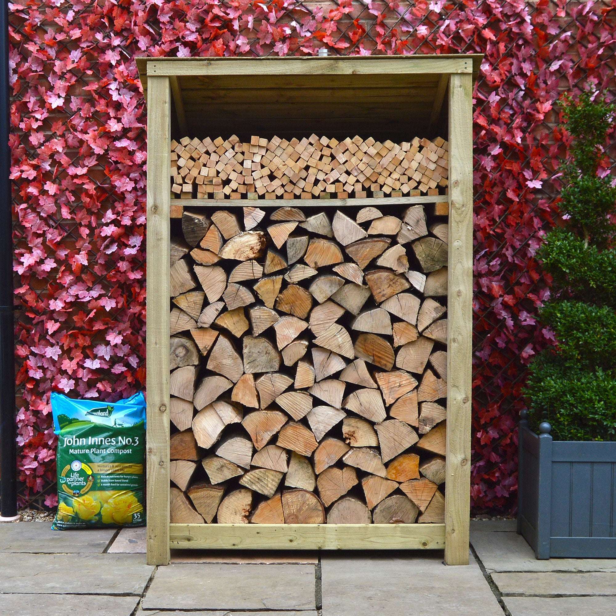 Exceptional Garden:Rutland Country Greetham Log Store With Kindling Shelf - 6ft