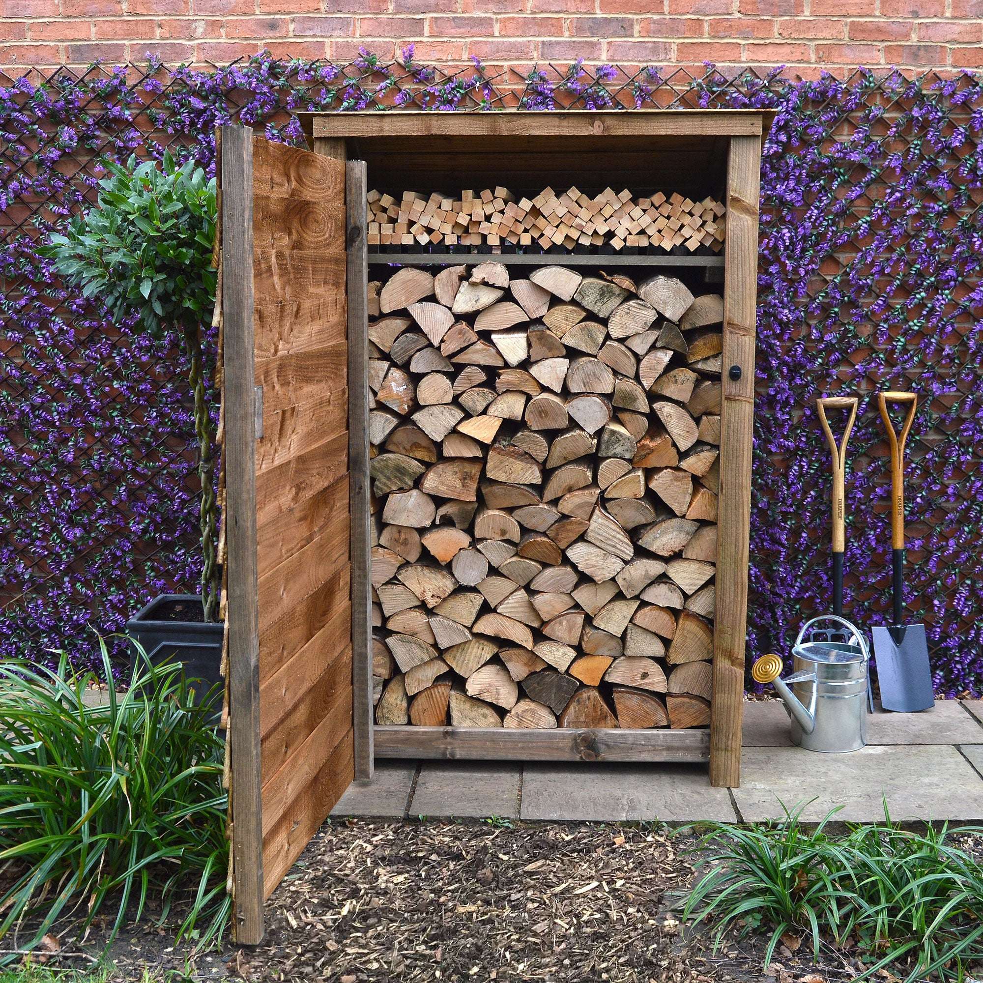 Exceptional Garden:Rutland Country Greetham Log Store With Kindling Shelf and Door - 6ft