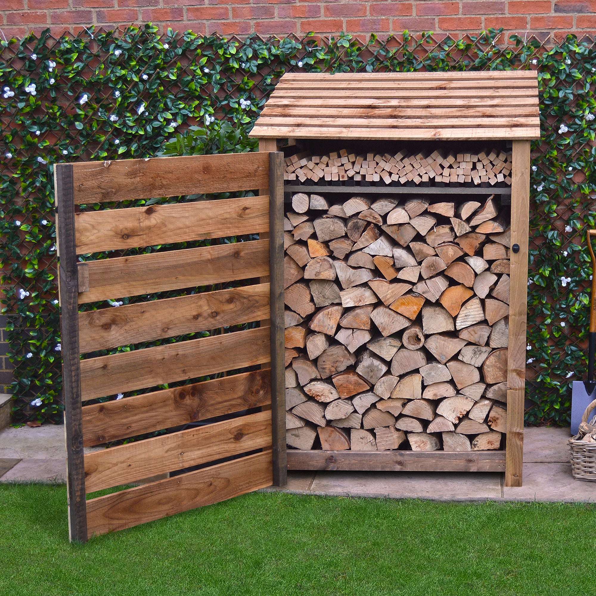 Rutland Country Greetham Log Store With Kindling Shelf and Door - 6ft:Rutland County,Exceptional Garden