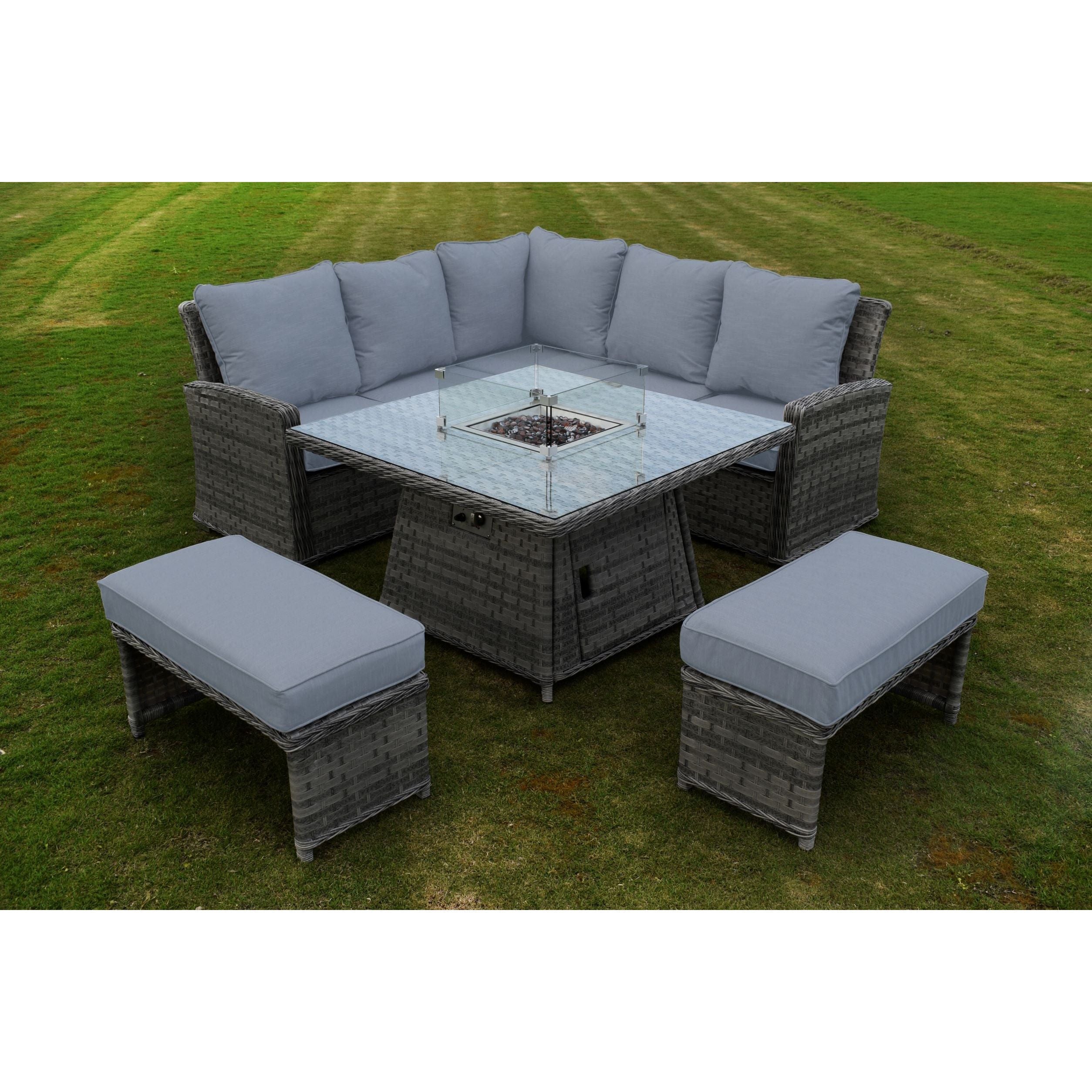 Amalfi Casual Dining Set with Firepit Table