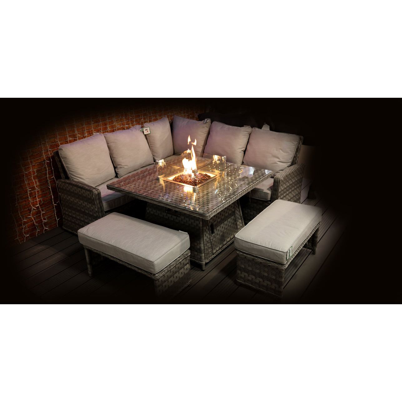 Amalfi Casual Dining Set with Firepit Table