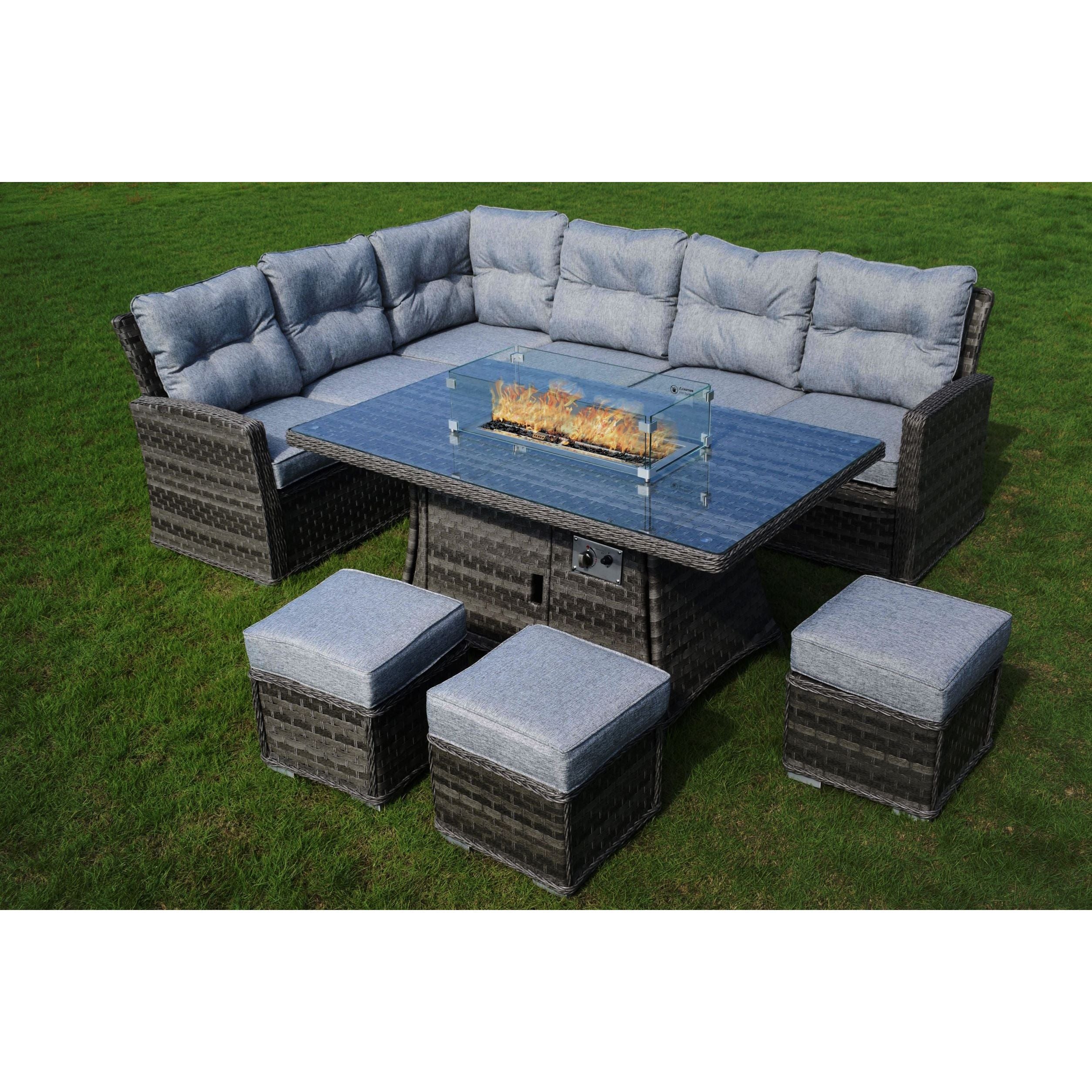Amalfi Casual Corner Set with Firepit Table - Large