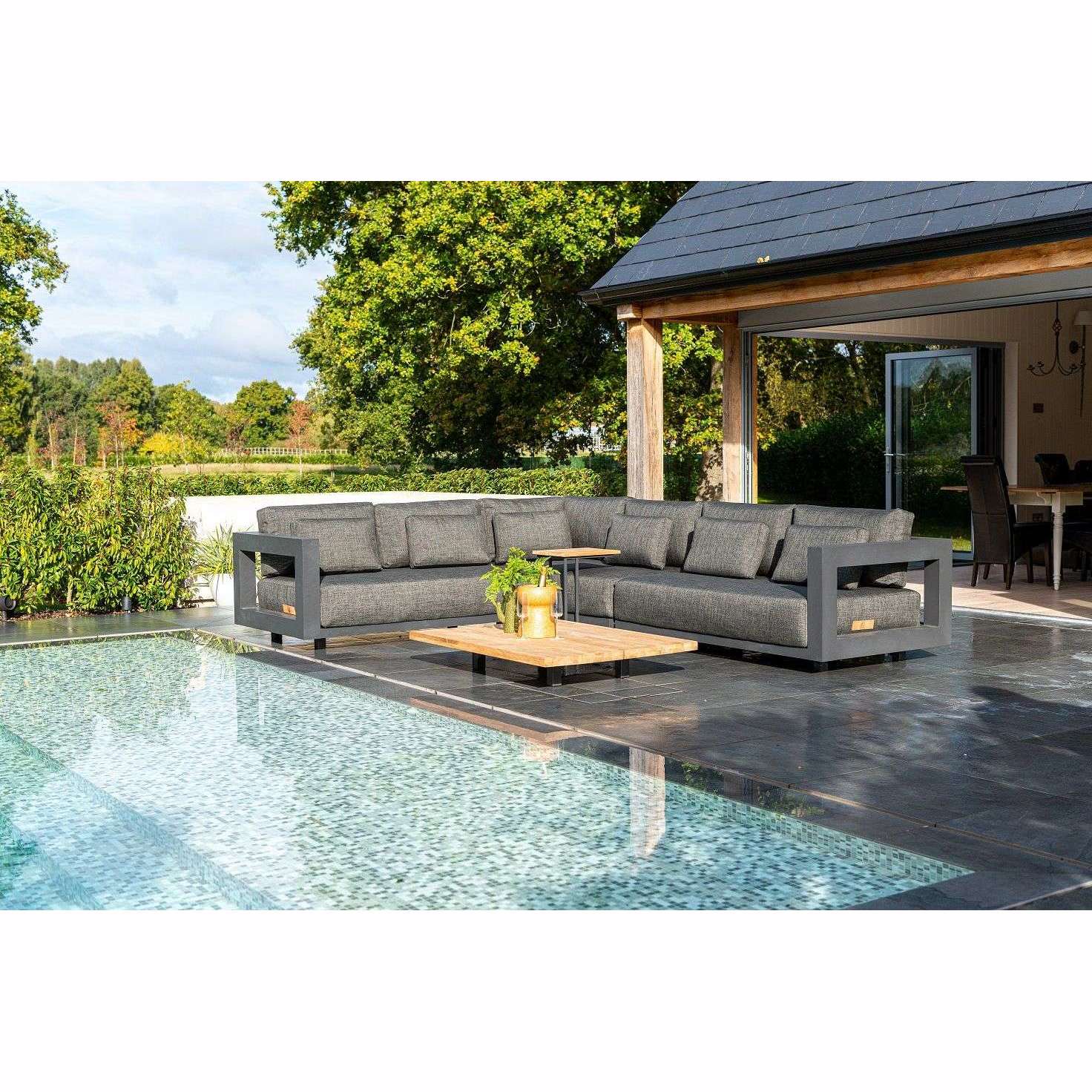 Exceptional Garden:4 Seasons Outdoor Metropolitan Corner Set with Metropolitan Coffee Table