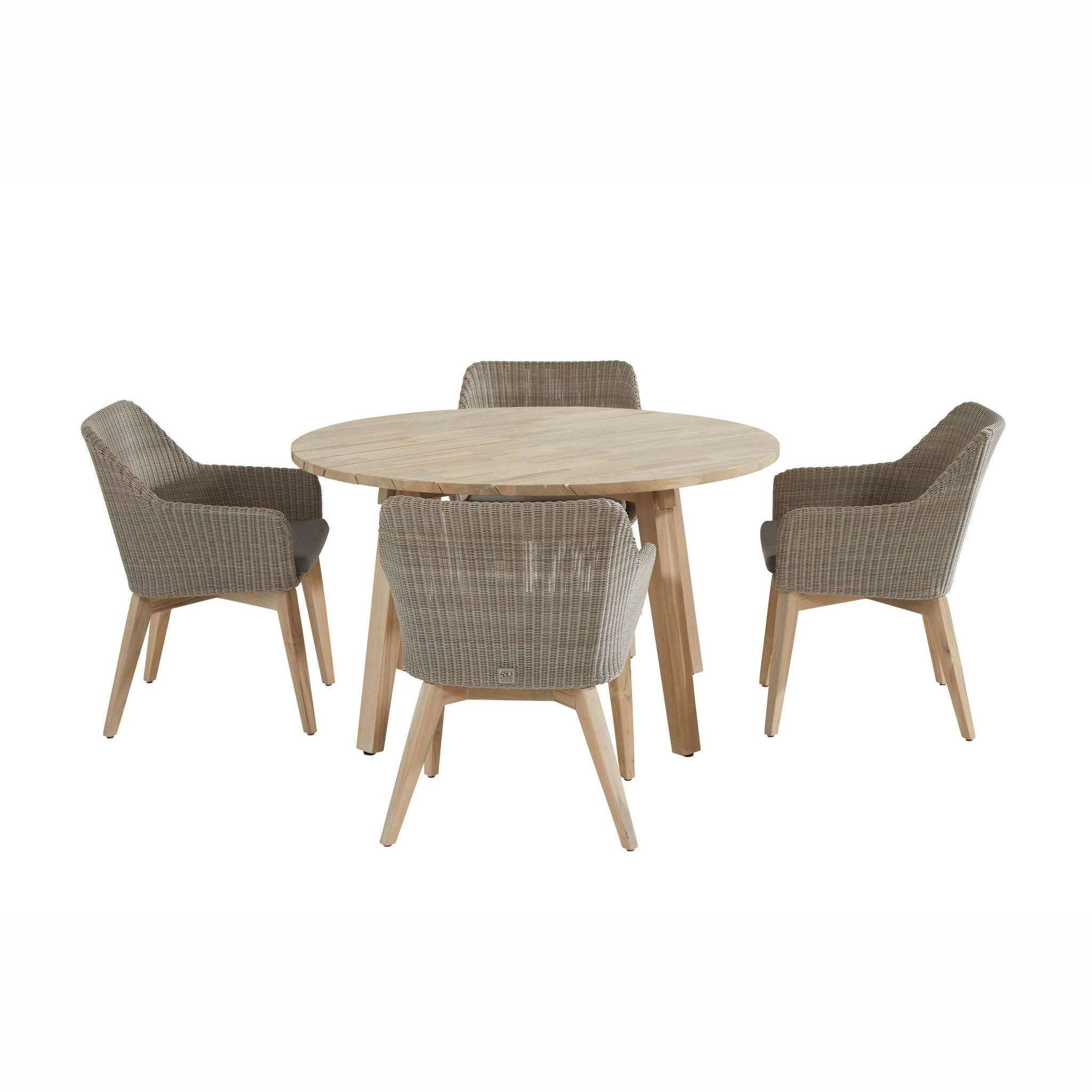 Exceptional Garden:4 Seasons Outdoor Avila 4 Seater dining set with 130cm Derby Teak Round Table