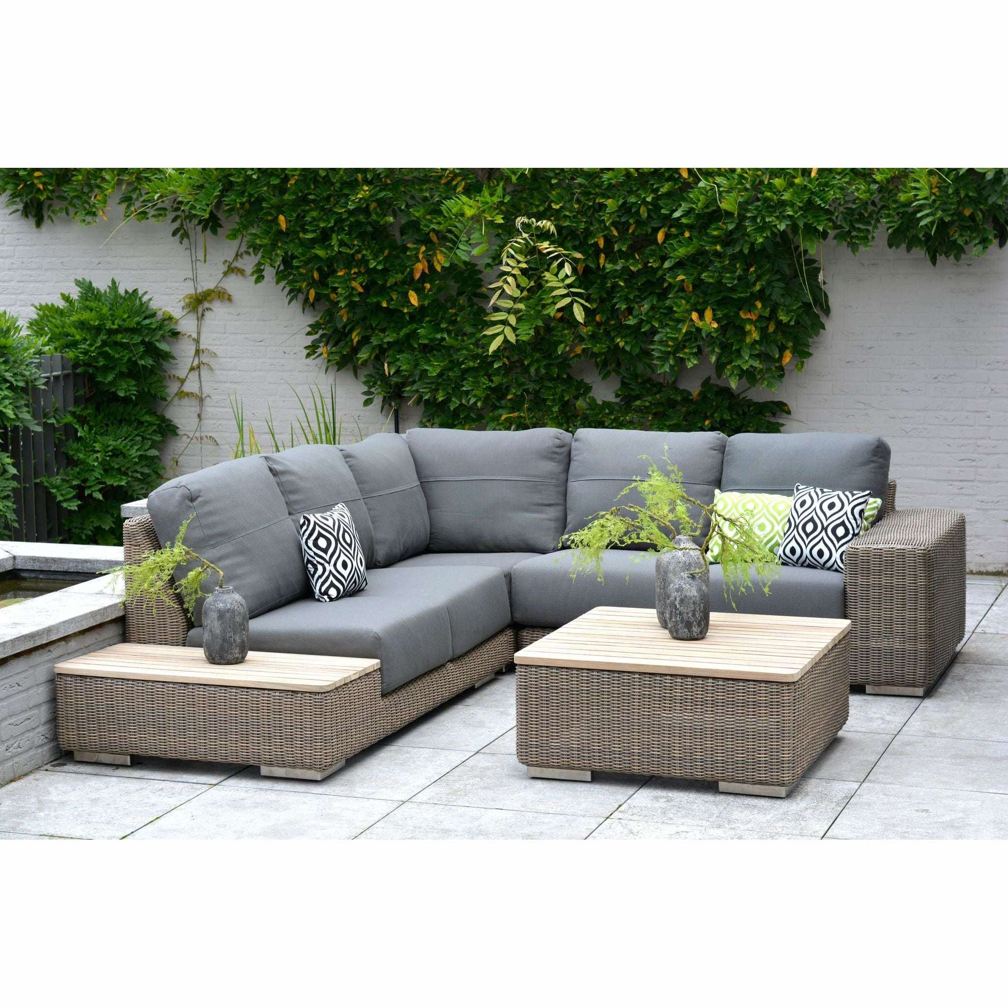 Exceptional Garden:4 Seasons Outdoor Kingston Pure Corner Lounge Set with Teak Coffee Table