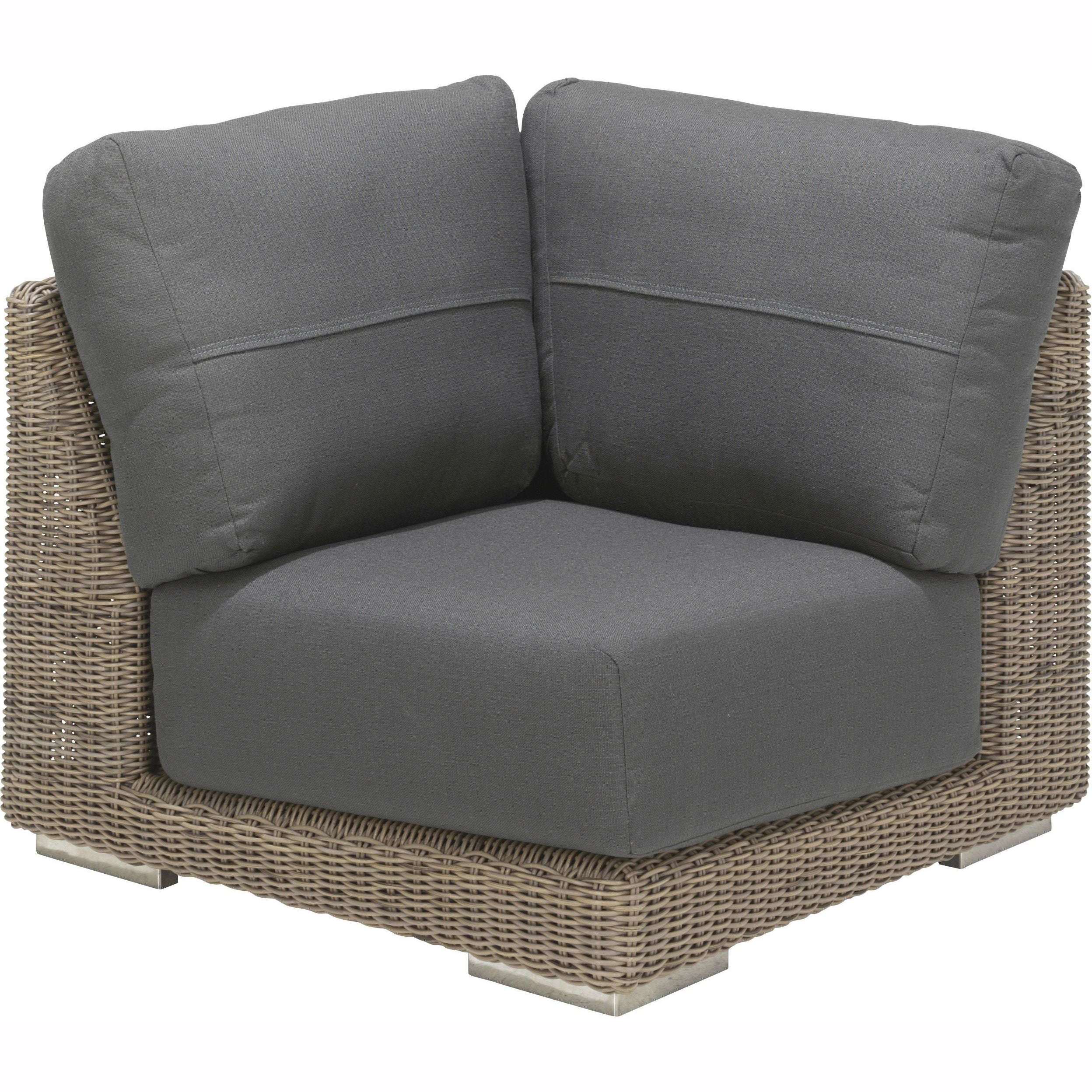 Exceptional Garden:4 Seasons Outdoor Kingston Pure Corner Lounge Set with Coffee Table and Glass Top