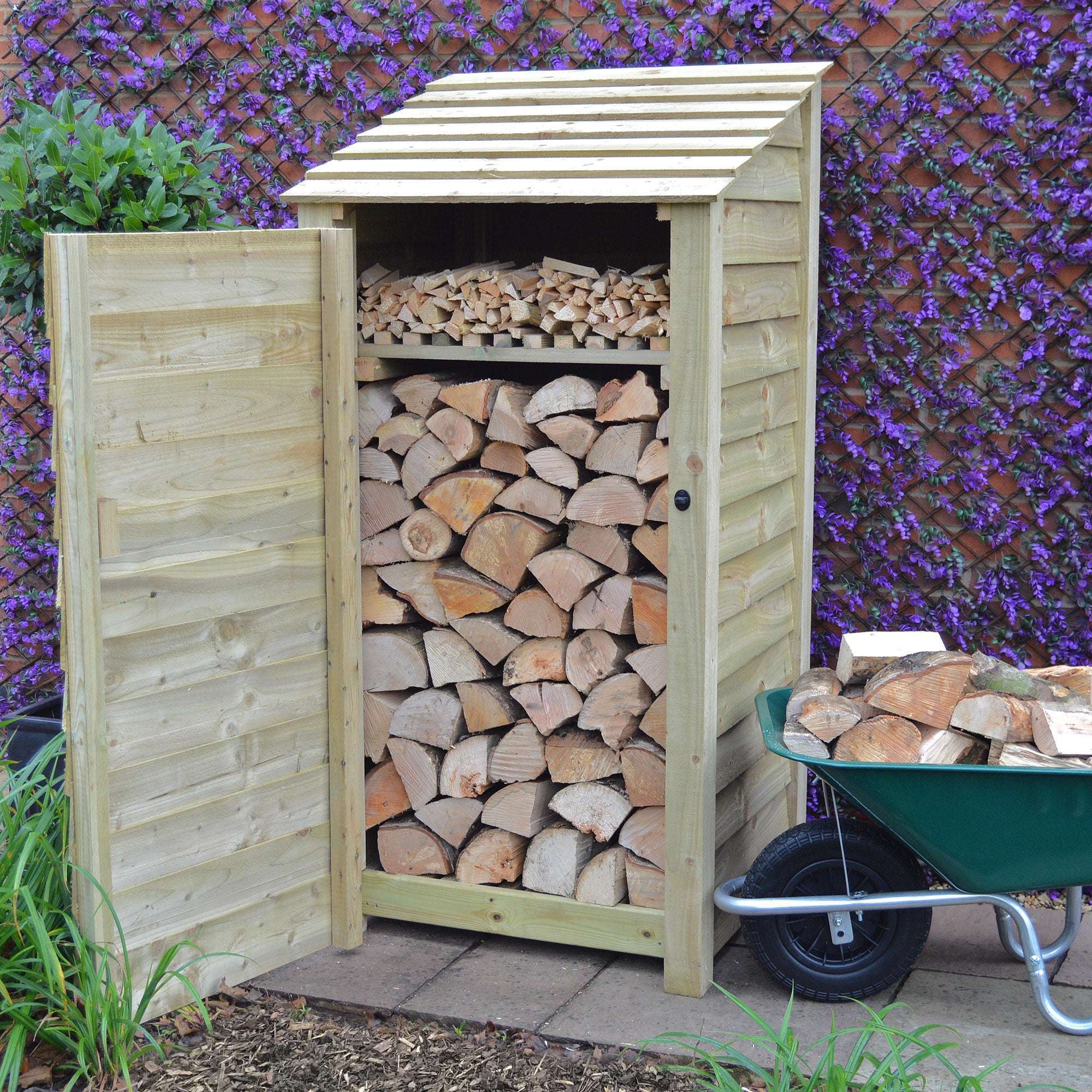 Exceptional Garden:Rutland County Burley Log Store with Door and Kindling Shelf - 6ft