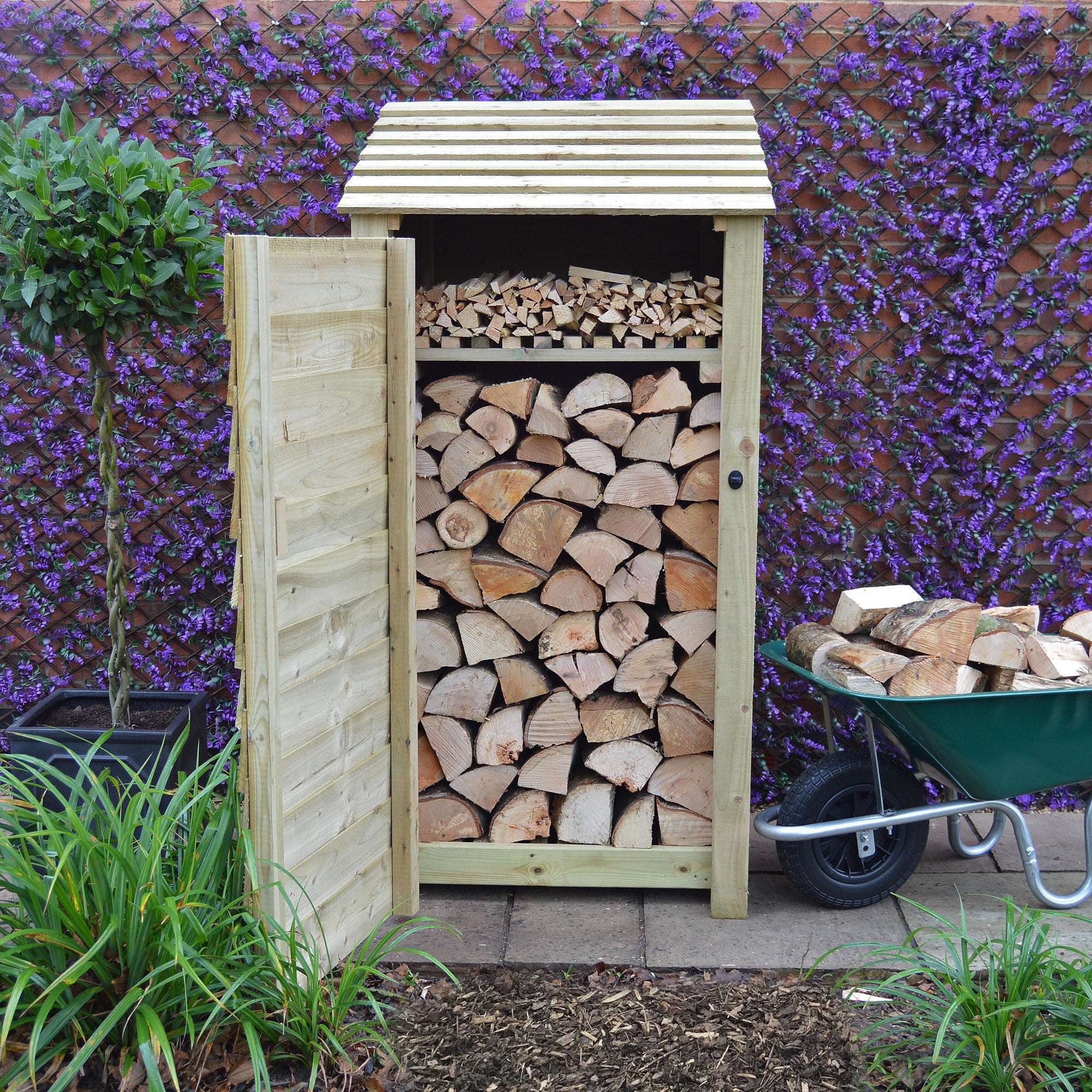 Exceptional Garden:Rutland County Burley Log Store with Door and Kindling Shelf - 6ft