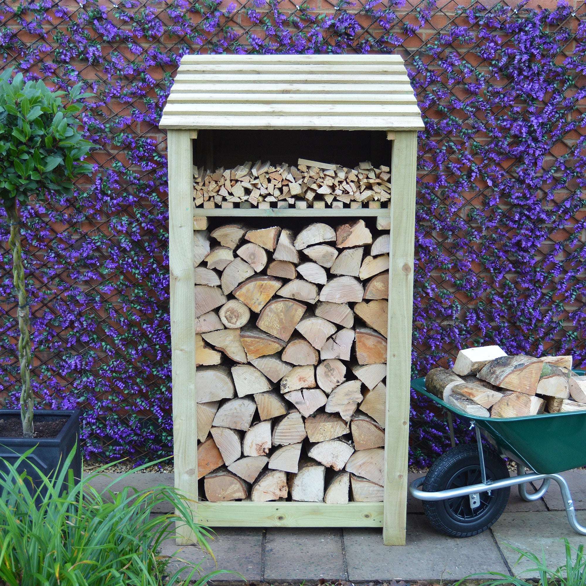 Exceptional Garden:Rutland Country Burley Log Store with Kindling Shelf - 6ft