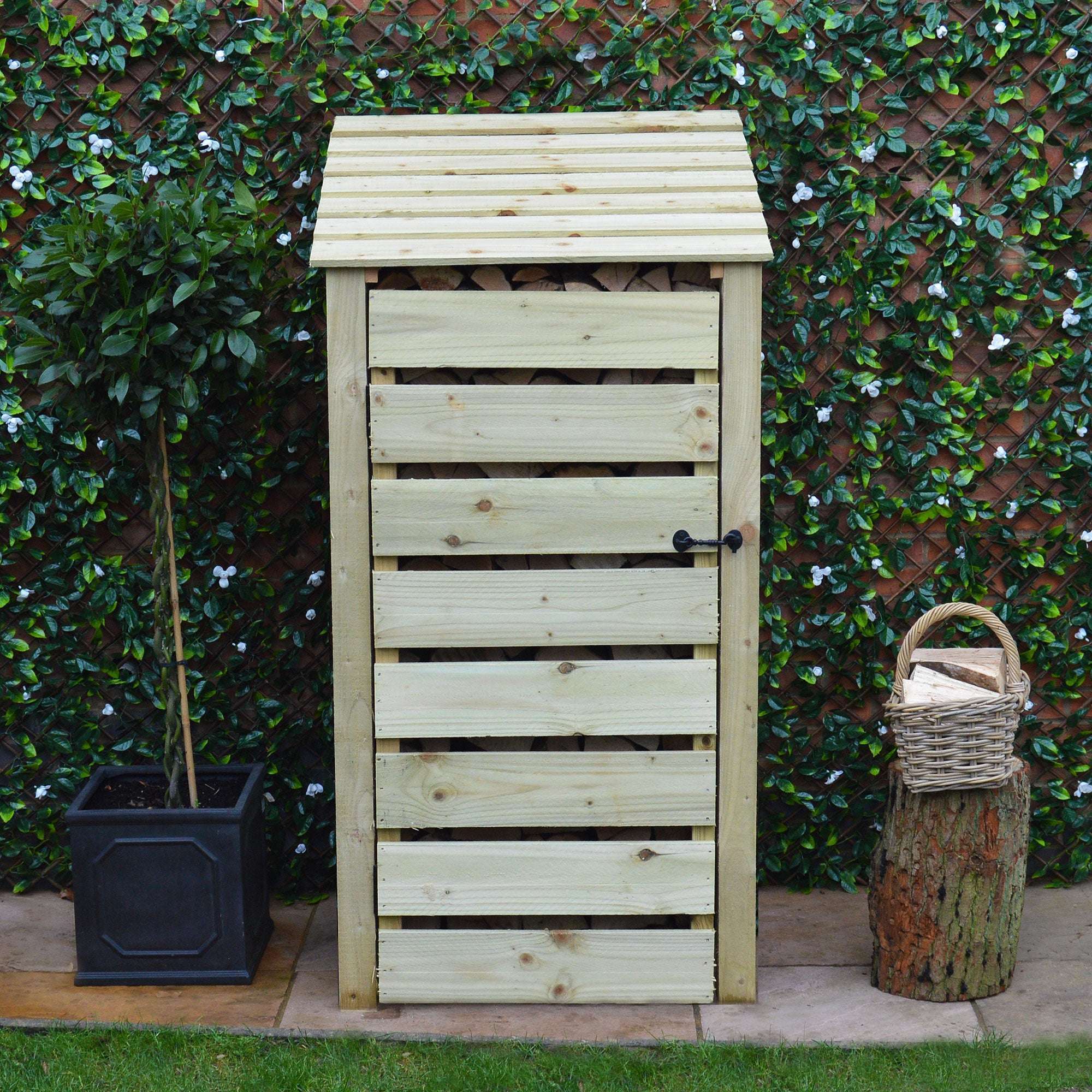 Rutland County Burley Log Store with Door and Kindling Shelf - 6ft:Rutland County,Exceptional Garden