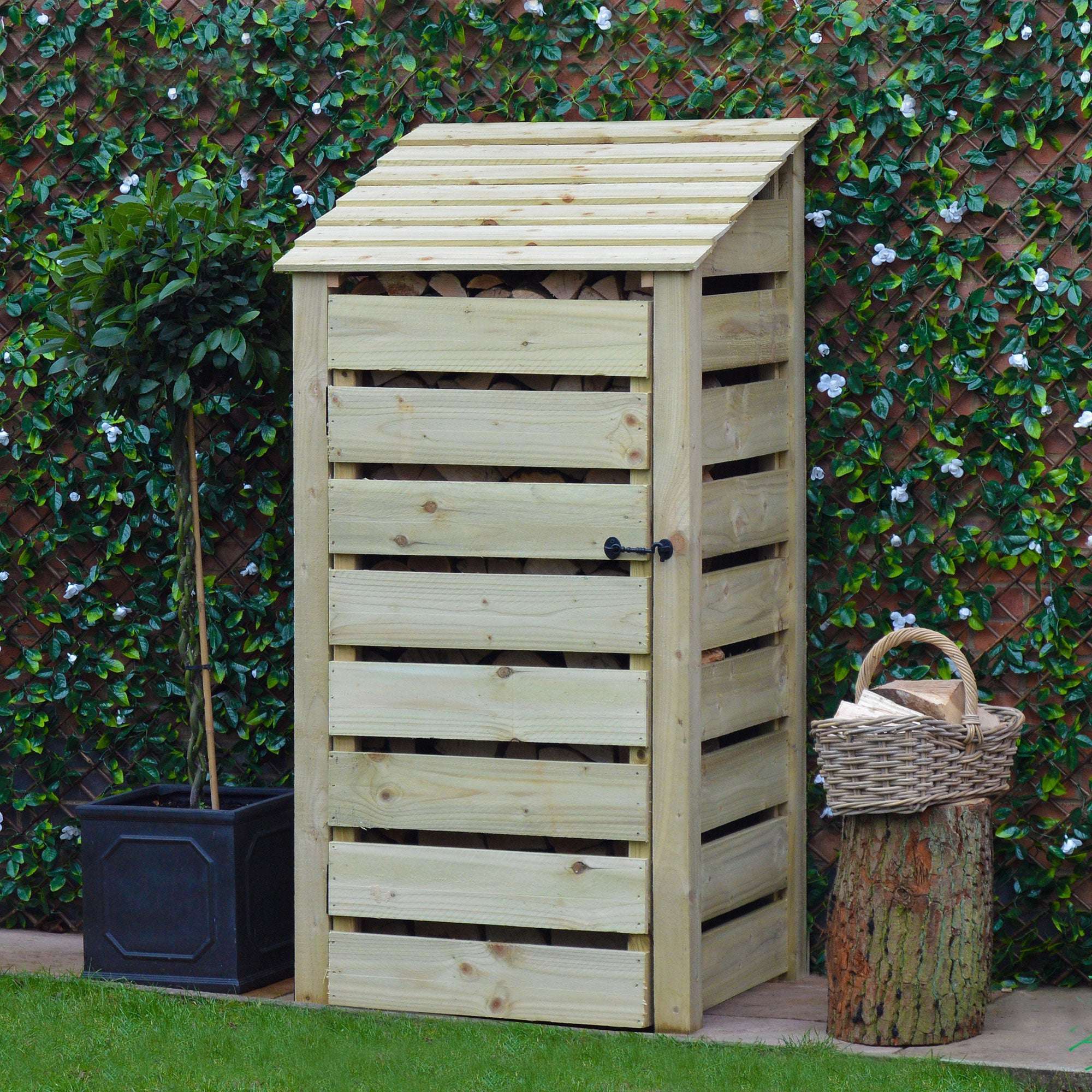 Exceptional Garden:Rutland County Burley Log Store with Door and Kindling Shelf - 6ft