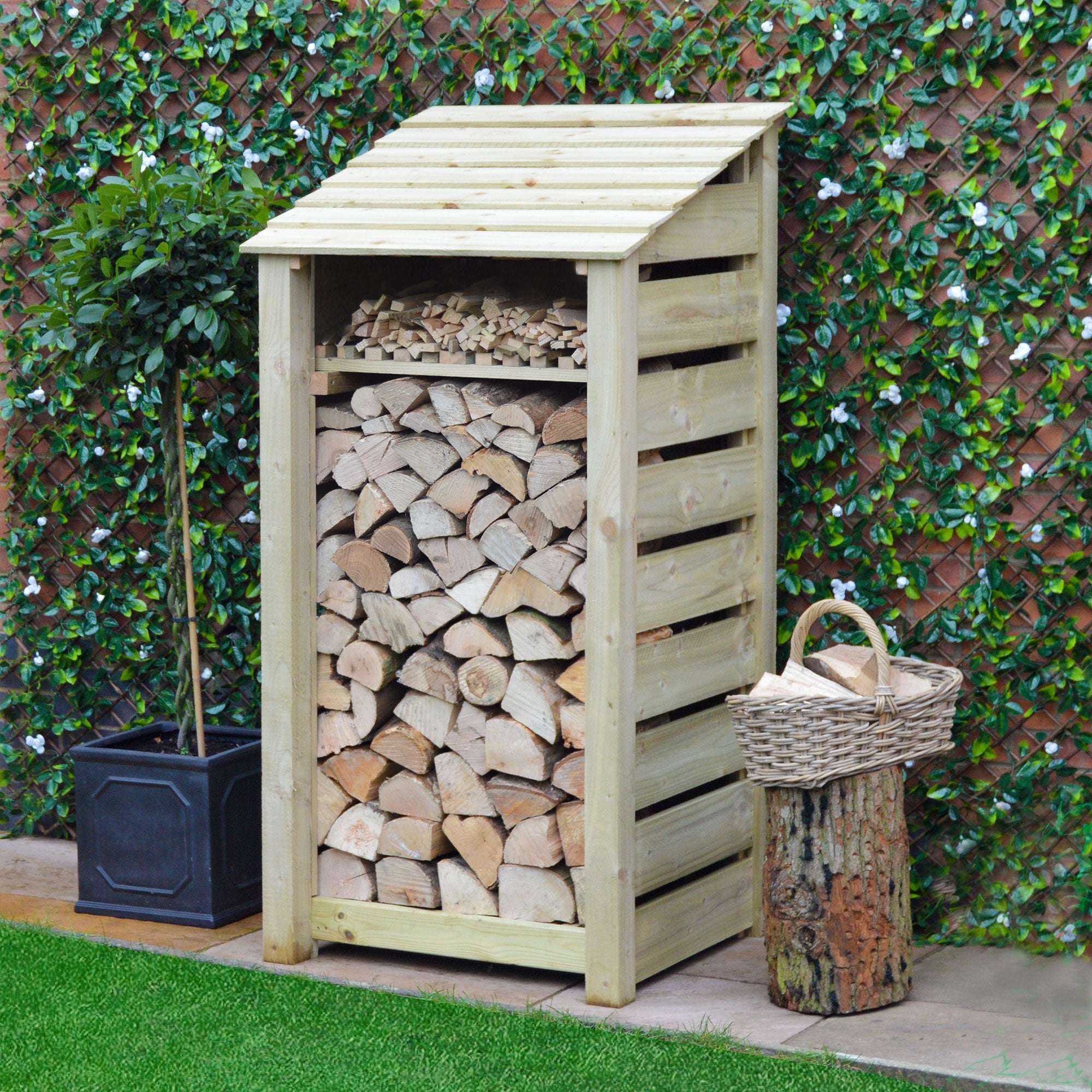 Rutland Country Burley Log Store with Kindling Shelf - 6ft:Rutland County,Exceptional Garden