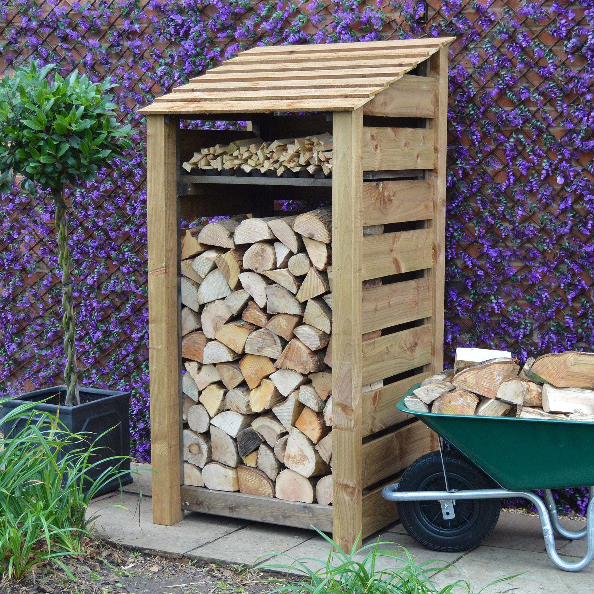 Rutland Country Burley Log Store with Kindling Shelf - 6ft:Rutland County,Exceptional Garden