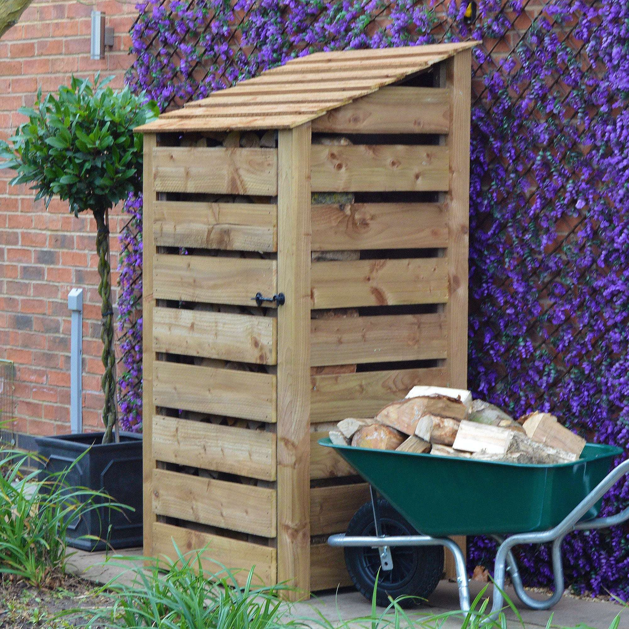 Exceptional Garden:Rutland County Burley Log Store with Door and Kindling Shelf - 6ft