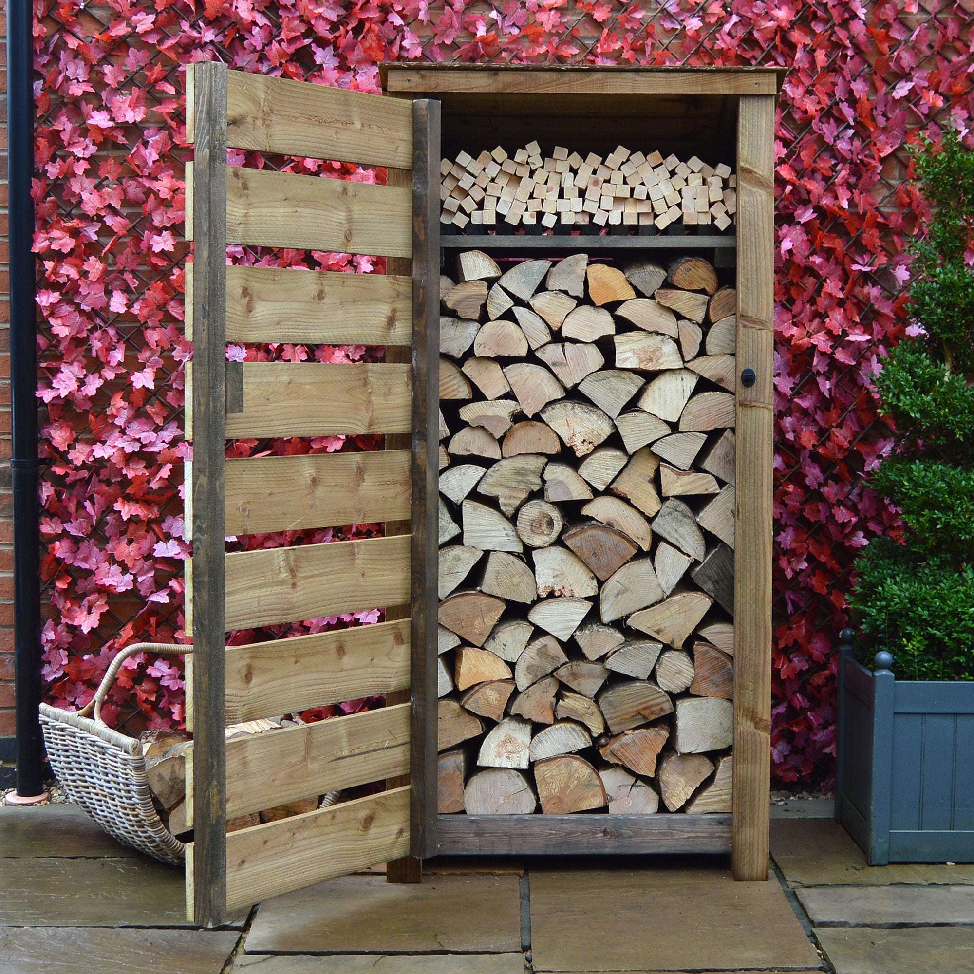 Exceptional Garden:Rutland County Burley Log Store with Door and Kindling Shelf - 6ft