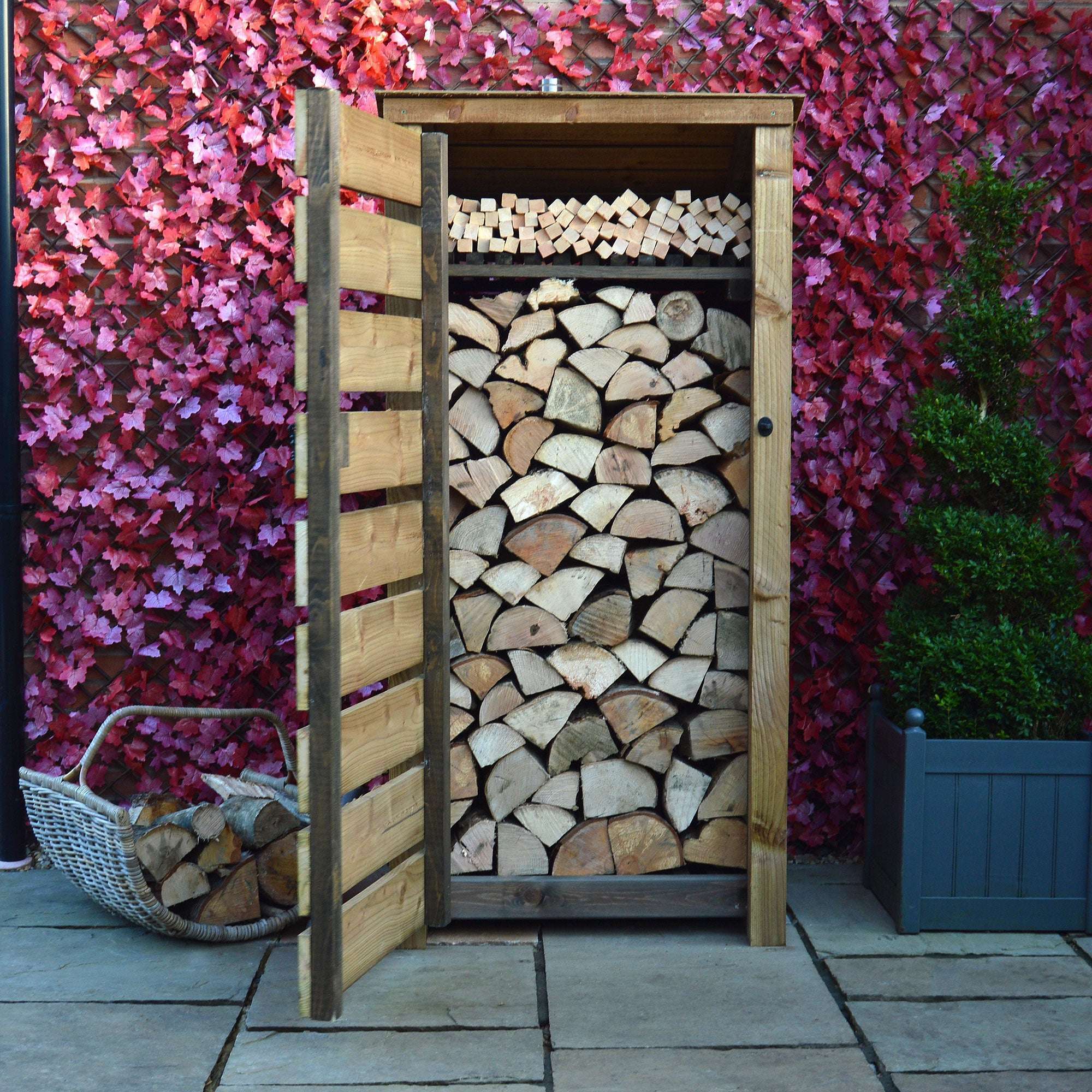 Exceptional Garden:Rutland County Burley Log Store with Door and Kindling Shelf - 6ft