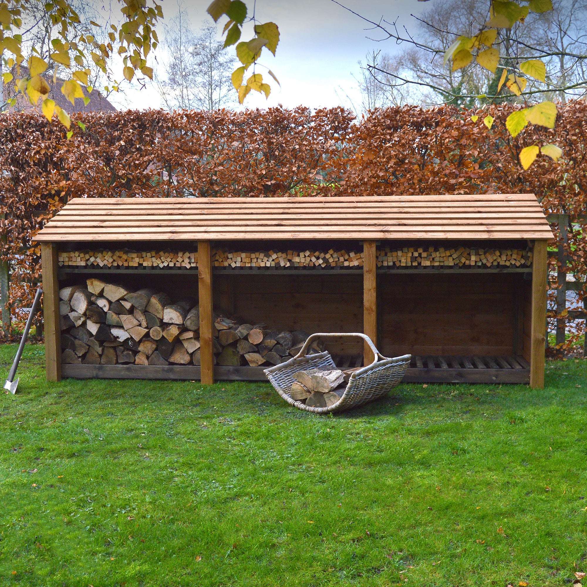 Exceptional Garden:Rutland County Empingham Log Store with Kindling Shelf - 4ft