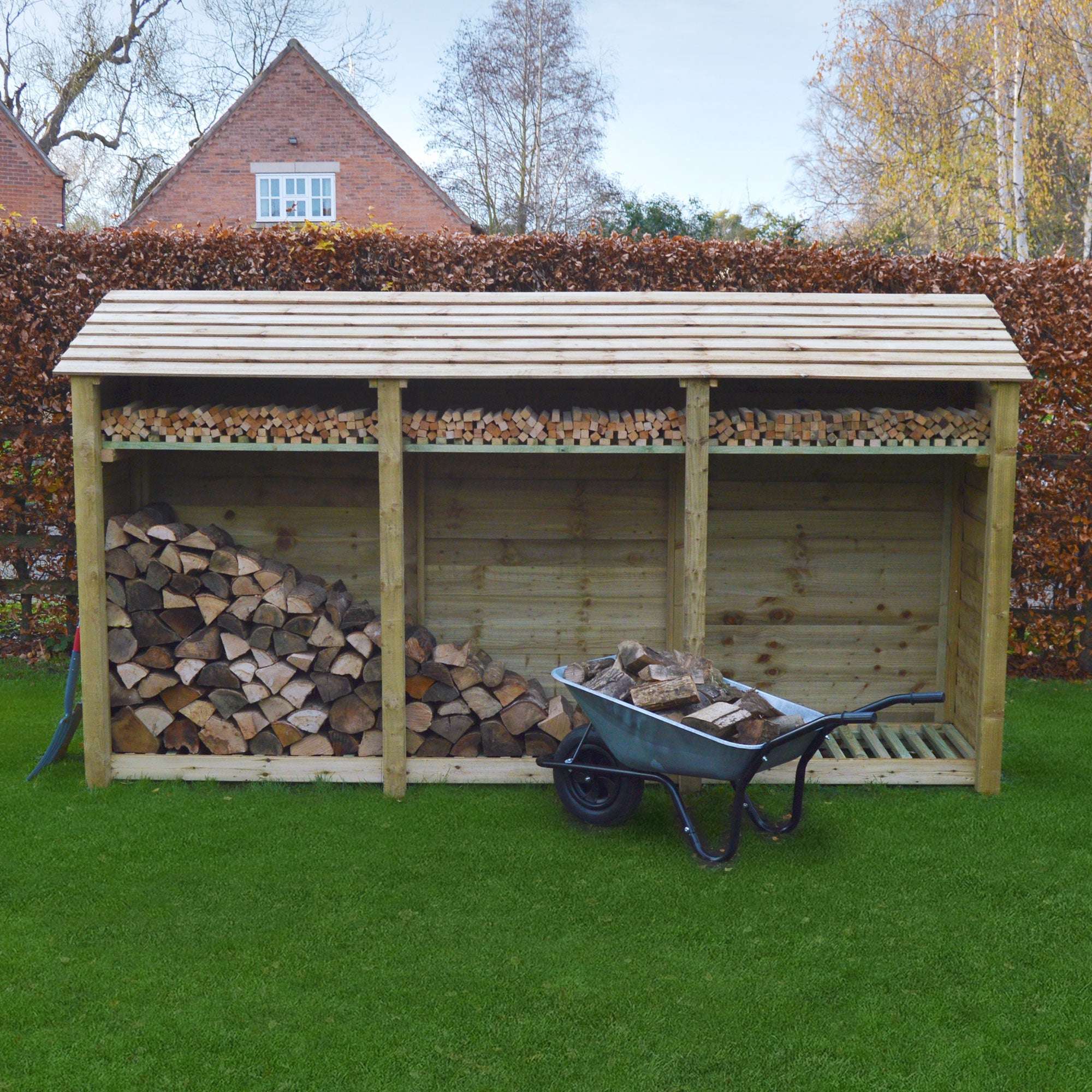 Exceptional Garden:Rutland County Empingham Log Store Kindling Shelf - 6ft