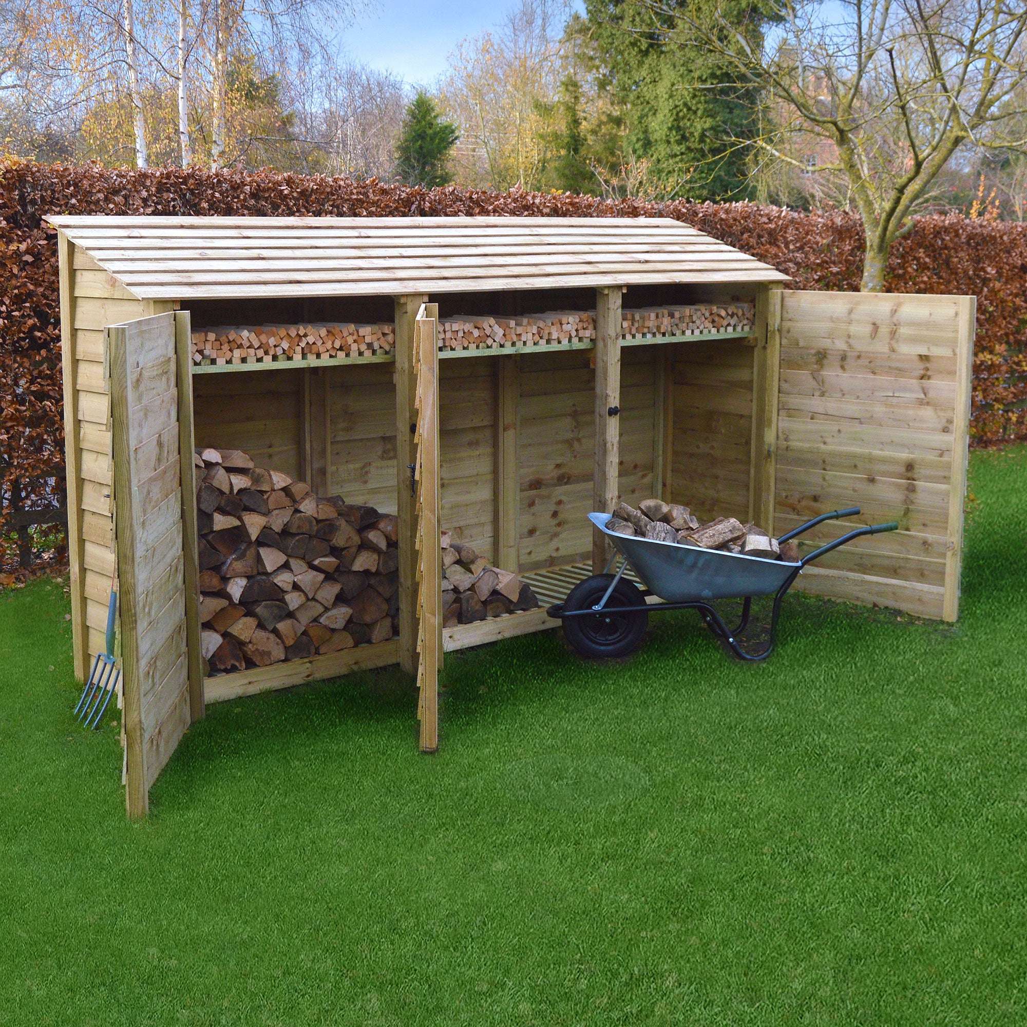 Rutland County Empingham Log Store Kindling Shelf and Door - 6ft:Rutland County,Exceptional Garden