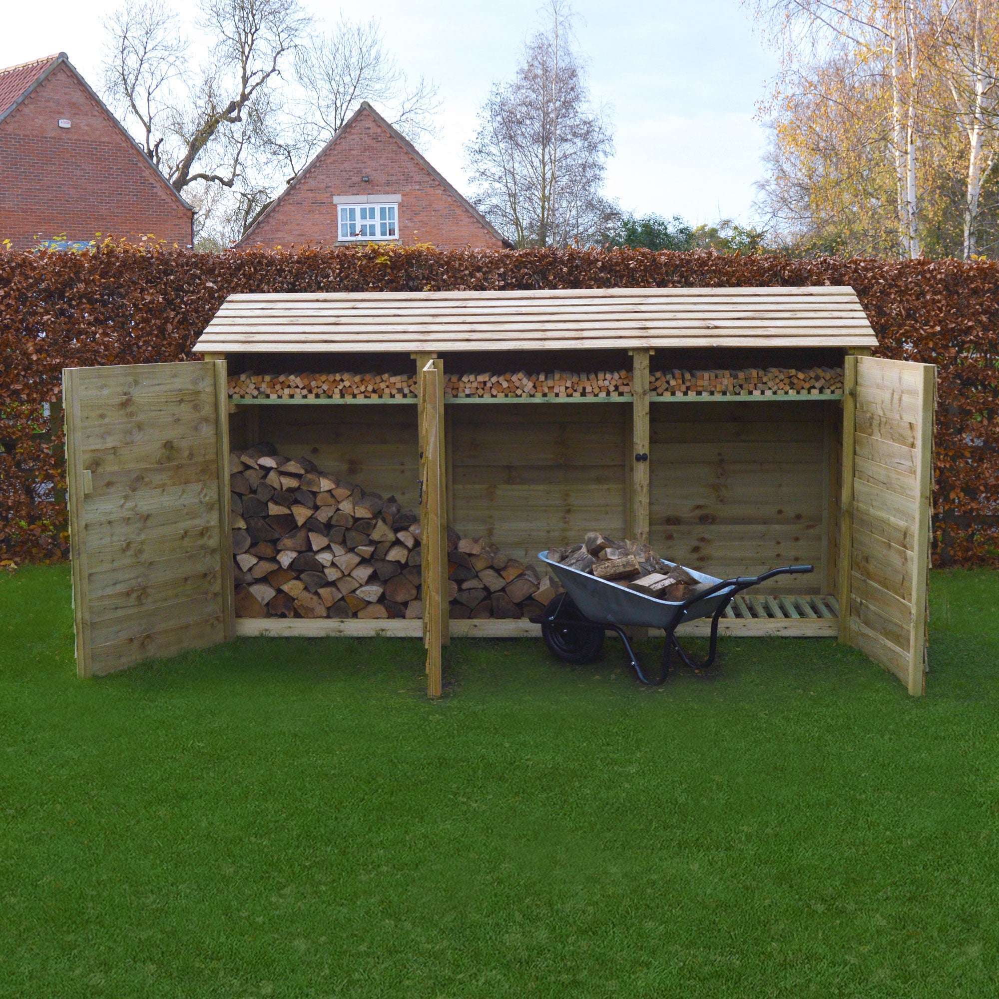 Exceptional Garden:Rutland County Empingham Log Store Kindling Shelf and Door - 6ft
