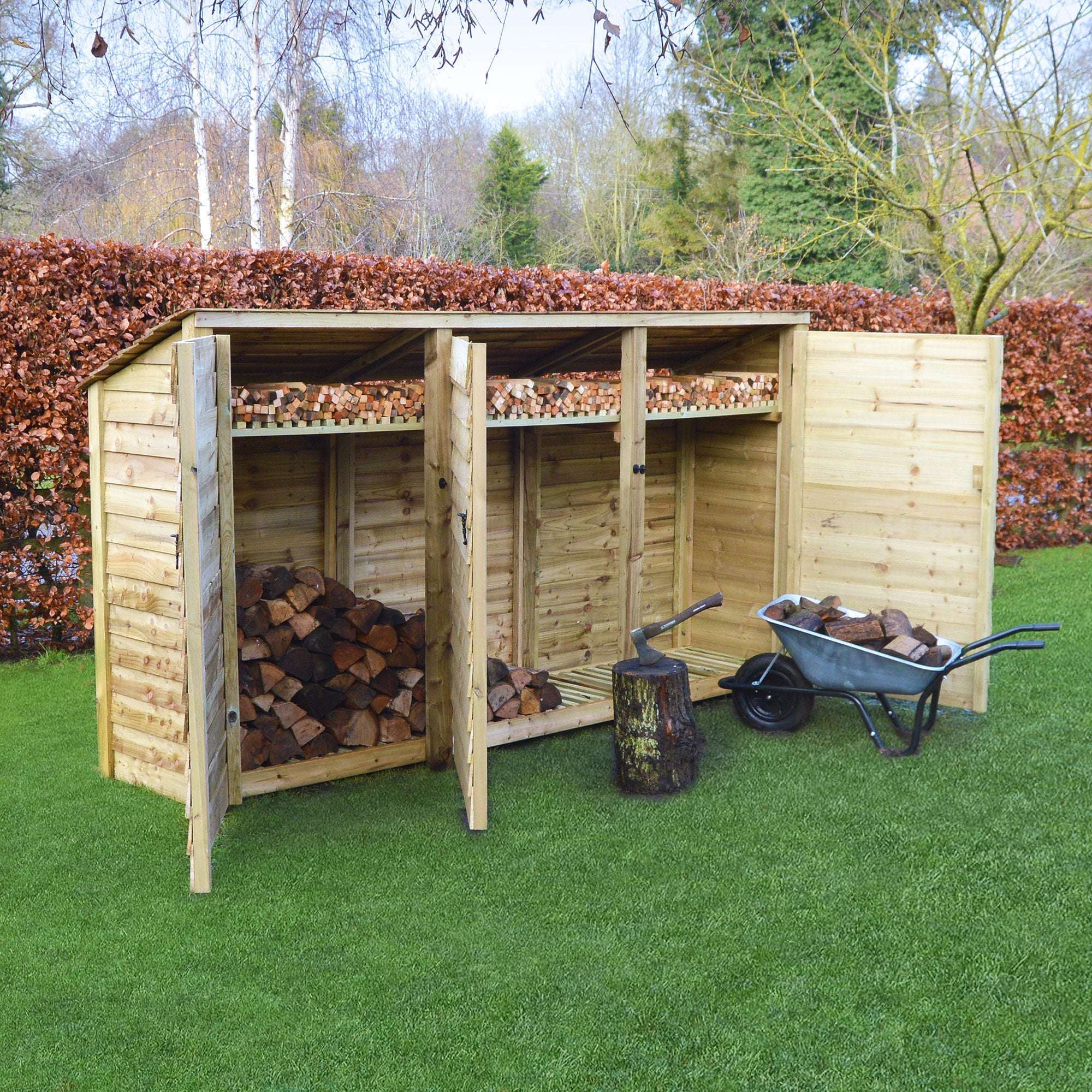 Rutland County Empingham Log Store Kindling Shelf and Door - 6ft:Rutland County,Exceptional Garden