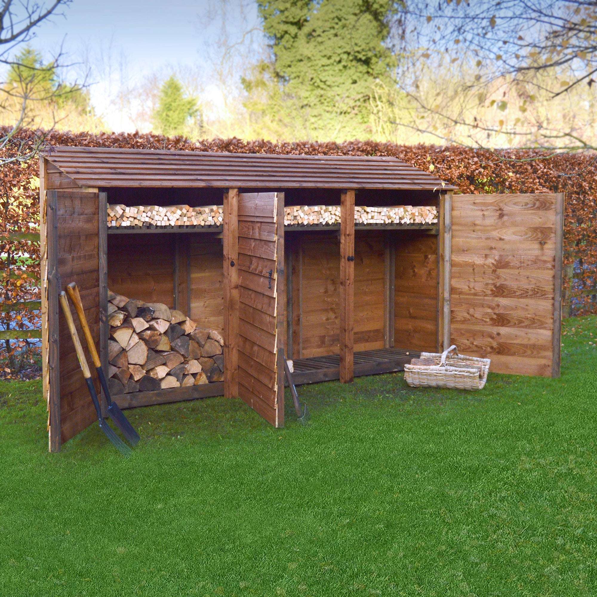 Rutland County Empingham Log Store Kindling Shelf and Door - 6ft:Rutland County,Exceptional Garden
