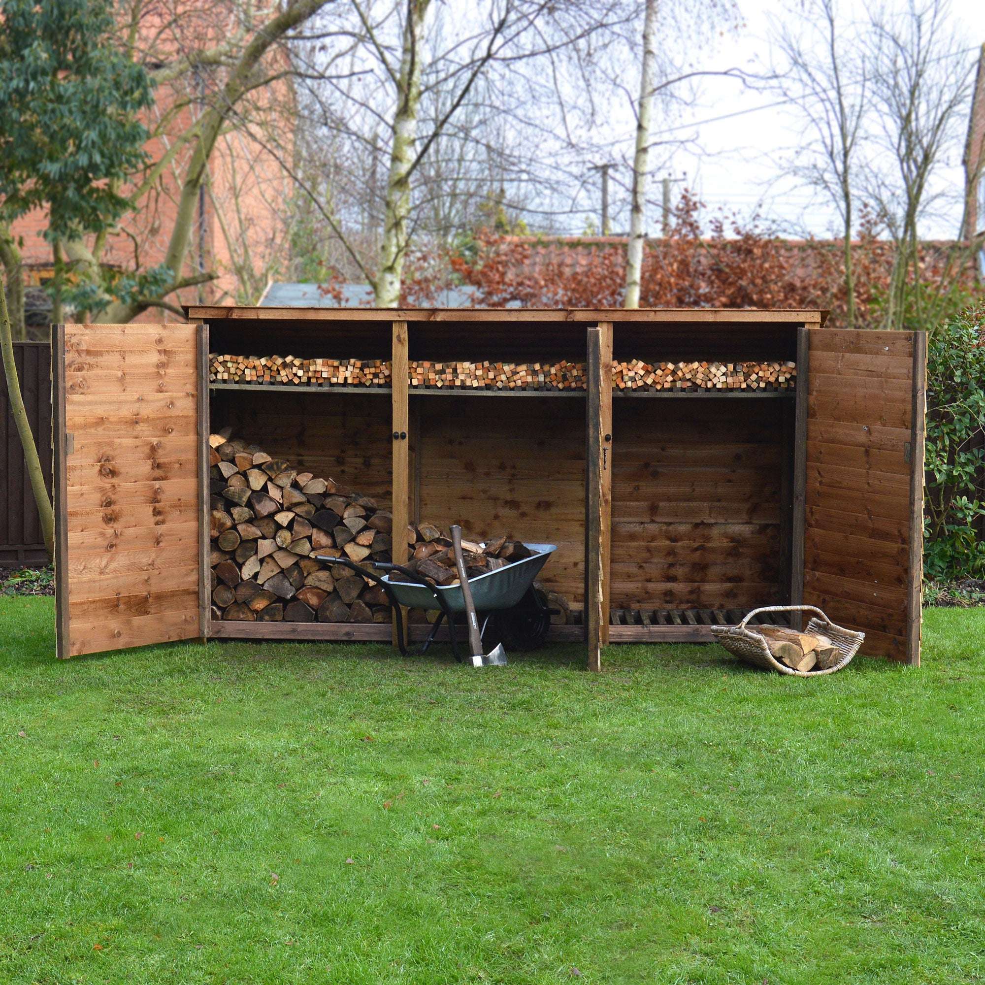 Exceptional Garden:Rutland County Empingham Log Store Kindling Shelf and Door - 6ft
