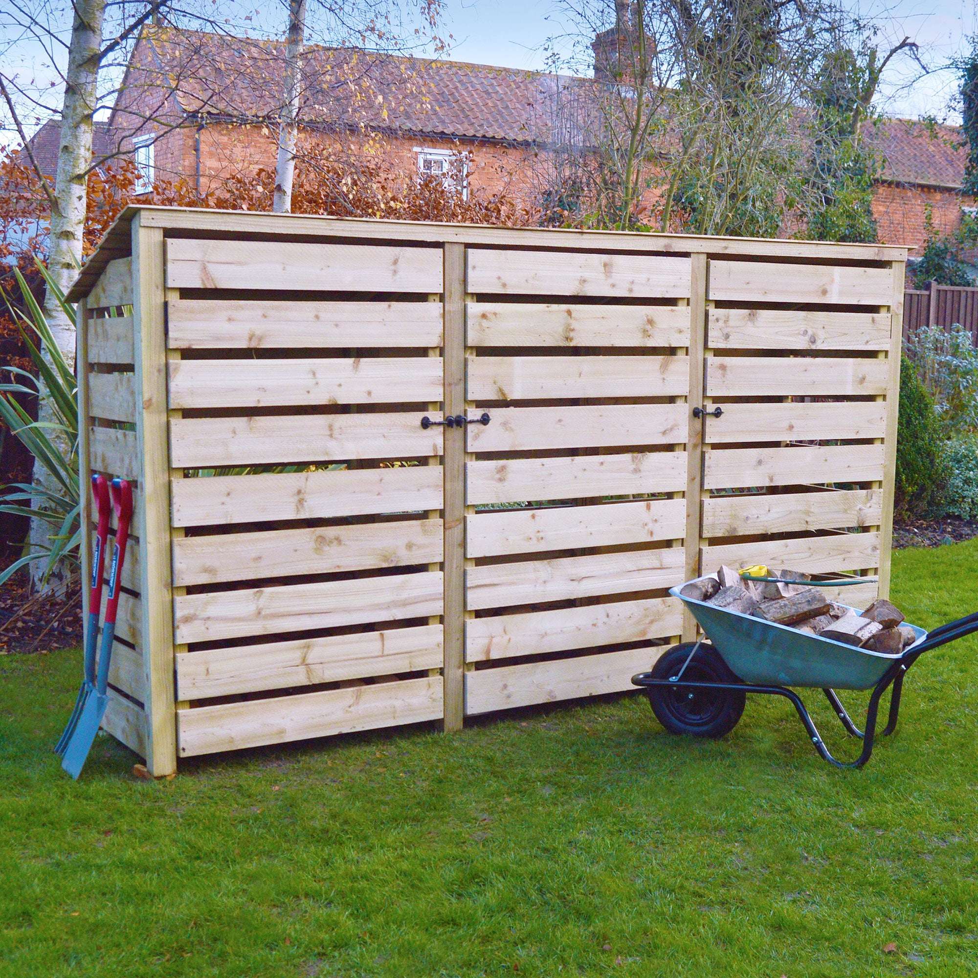 Exceptional Garden:Rutland County Empingham Log Store Kindling Shelf and Door - 6ft
