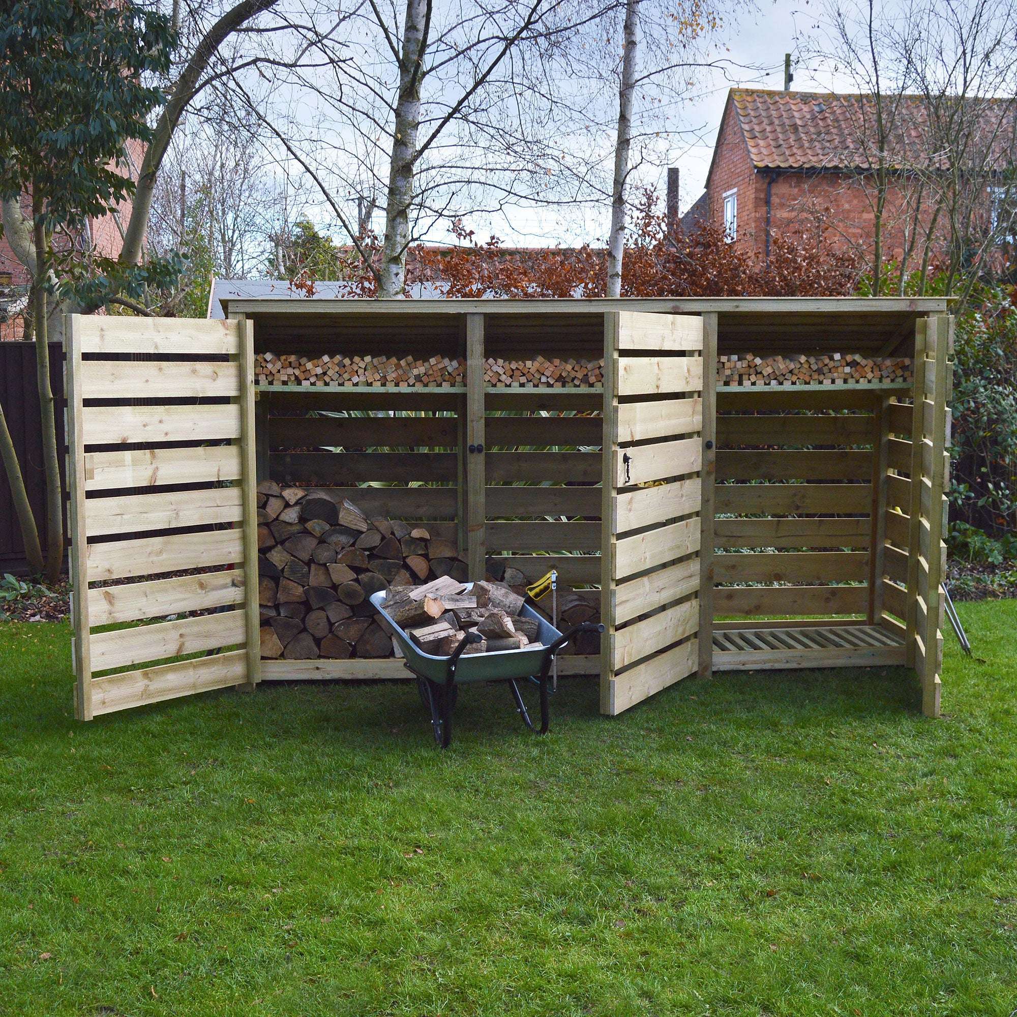 Exceptional Garden:Rutland County Empingham Log Store Kindling Shelf and Door - 6ft