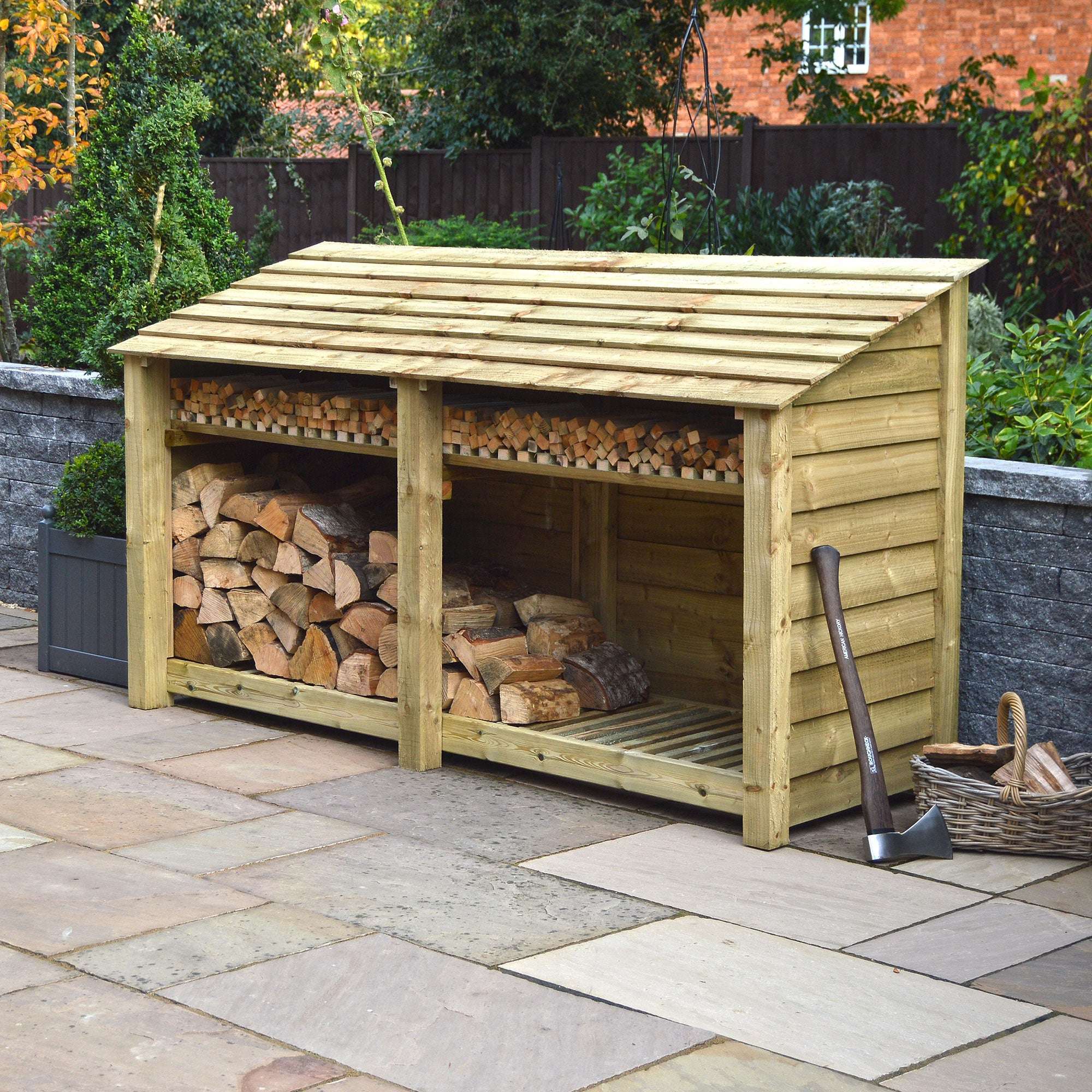 Rutland County Normanton Log Store with Kindling Shelf - 4ft:Rutland County,Exceptional Garden