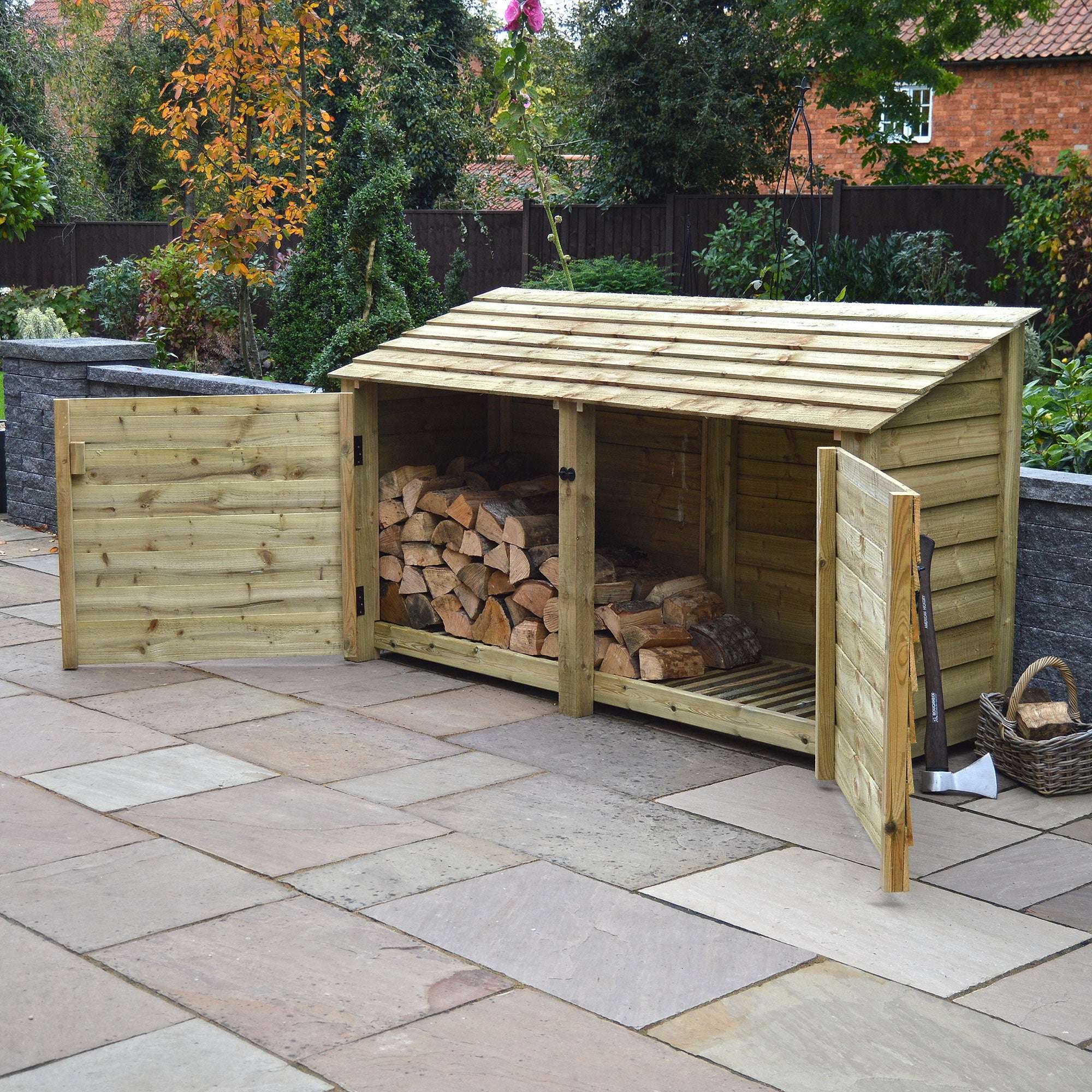 Rutland County Normanton Log Store with Door - 4ft:Rutland County,Exceptional Garden