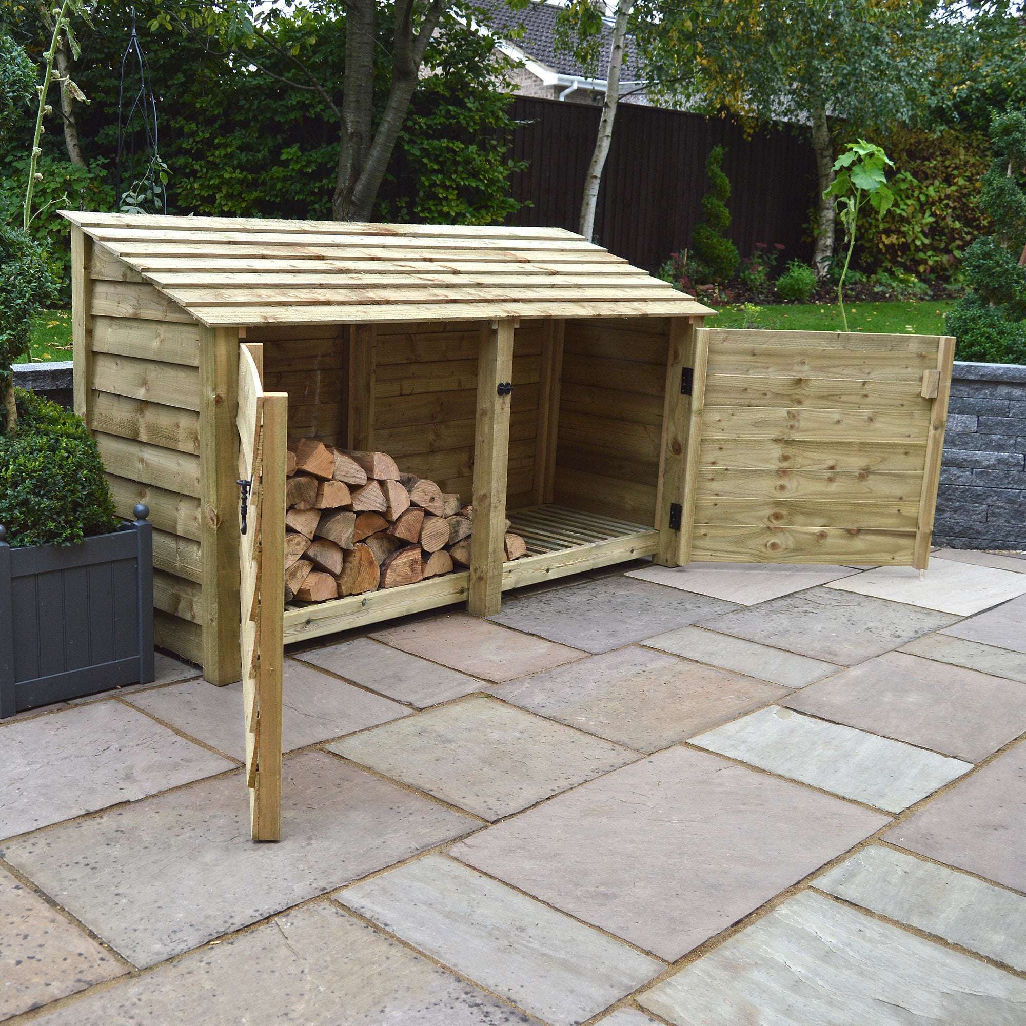 Exceptional Garden:Rutland County Normanton Log Store with Door - 4ft
