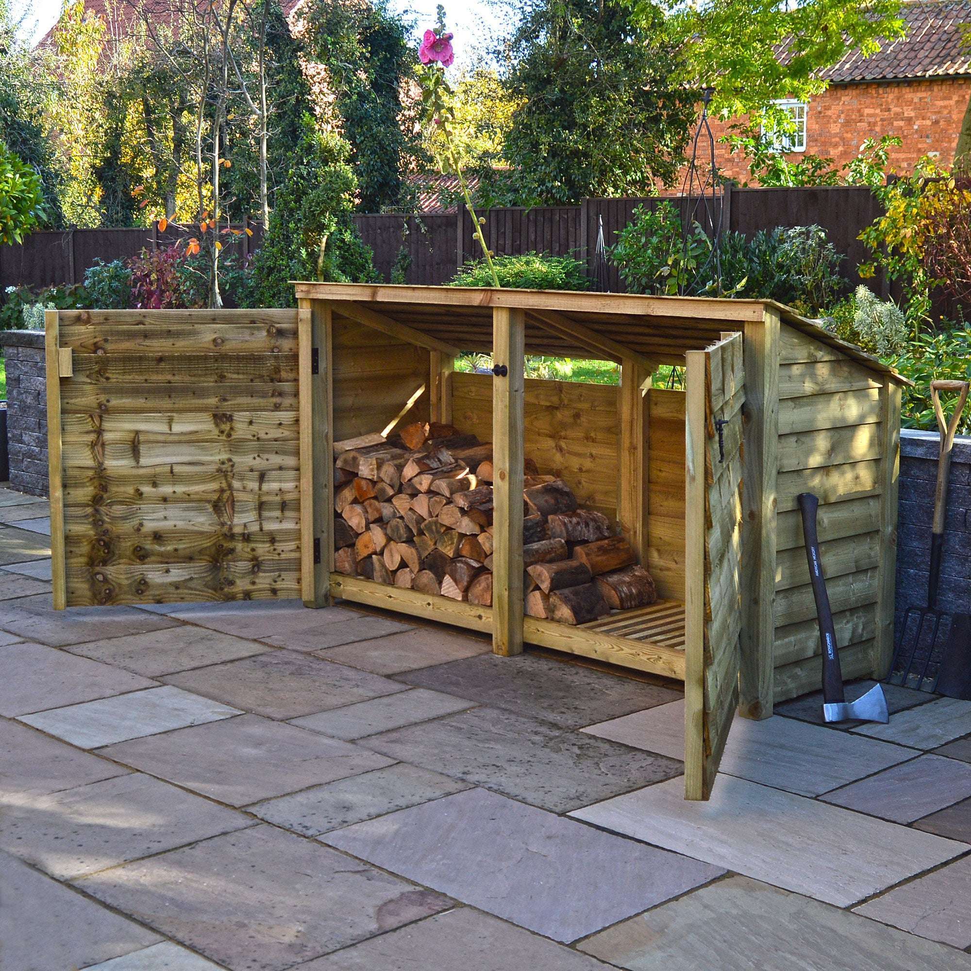 Exceptional Garden:Rutland County Normanton Log Store with Door - 4ft