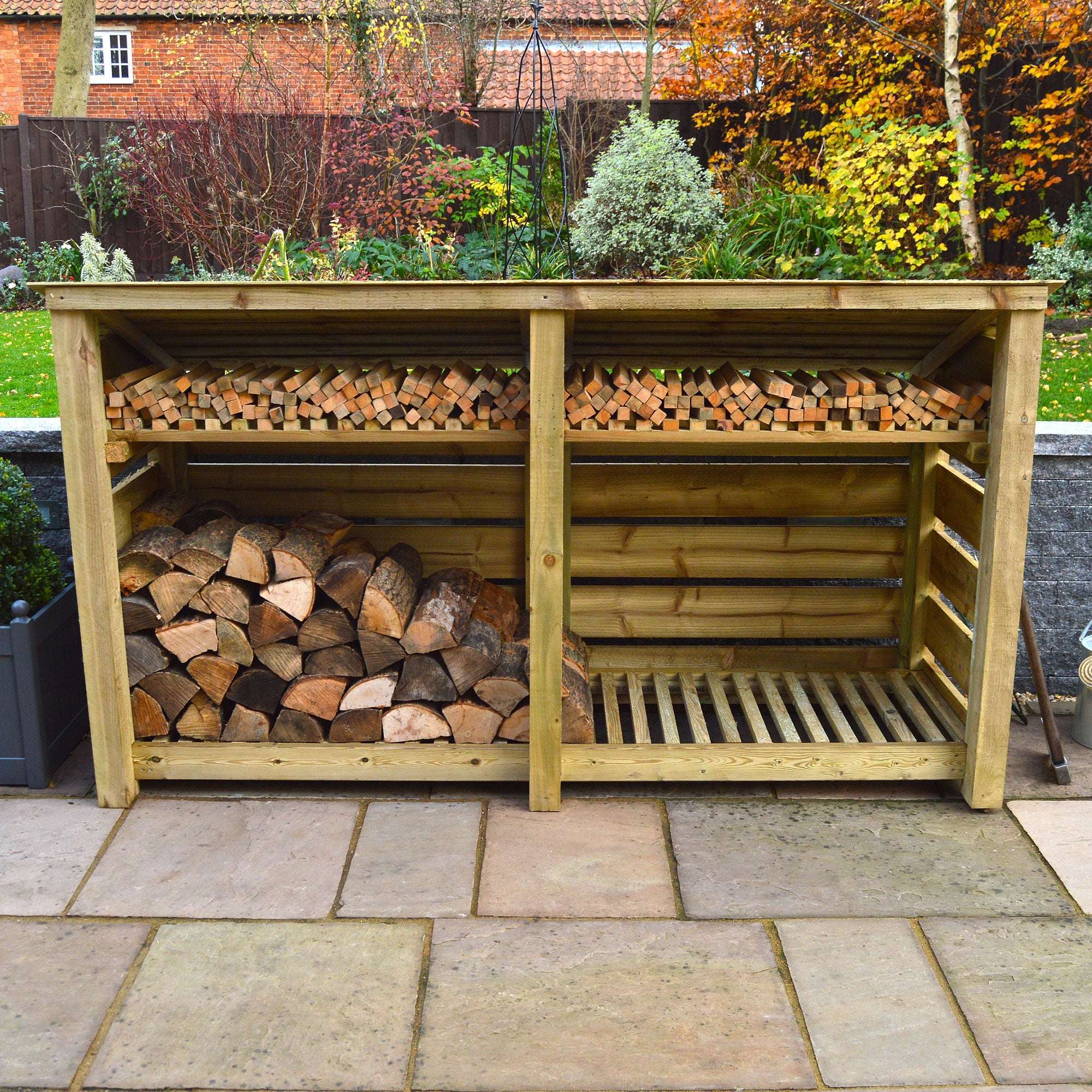 Exceptional Garden:Rutland County Normanton Log Store with Kindling Shelf - 4ft