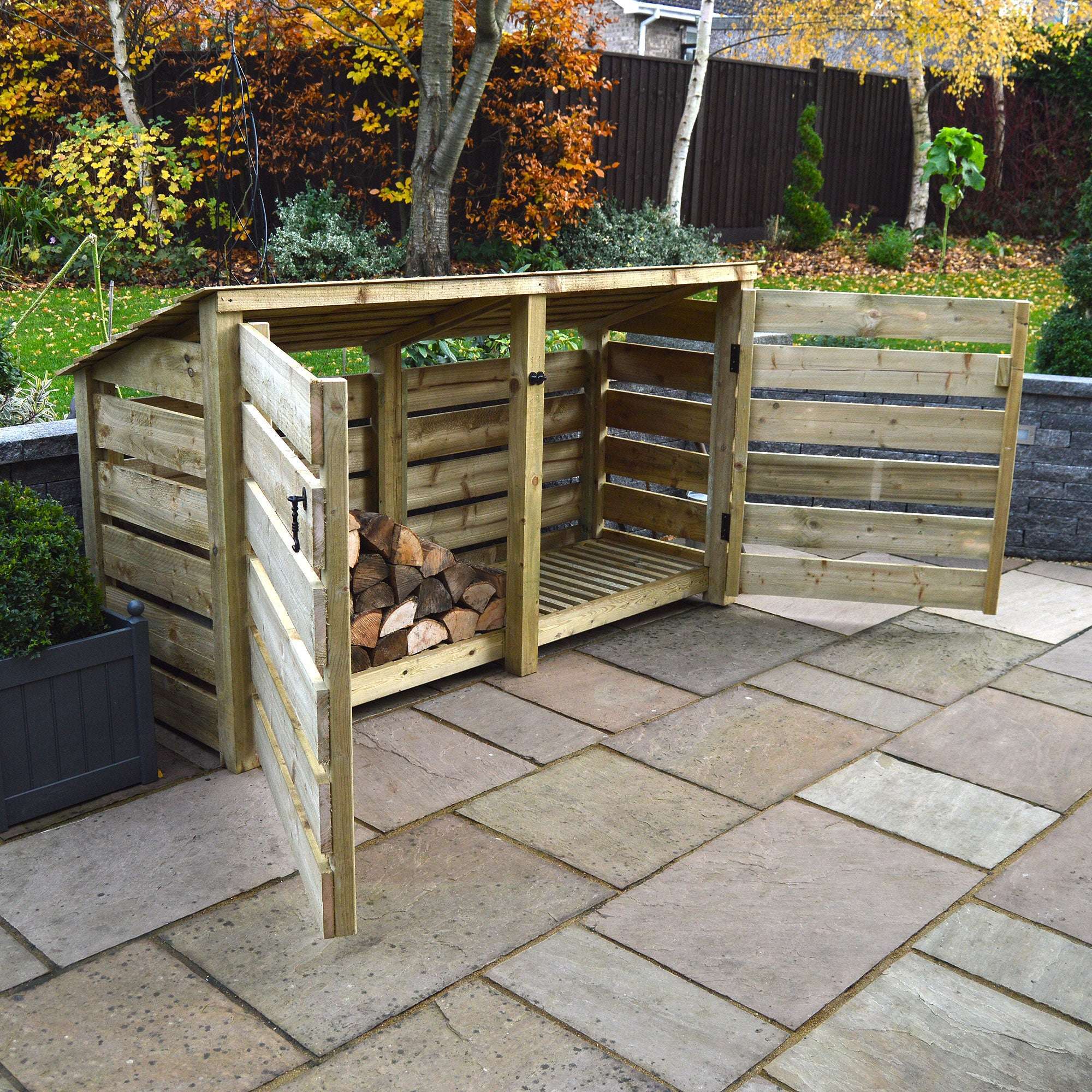 Exceptional Garden:Rutland County Normanton Log Store with Door - 4ft