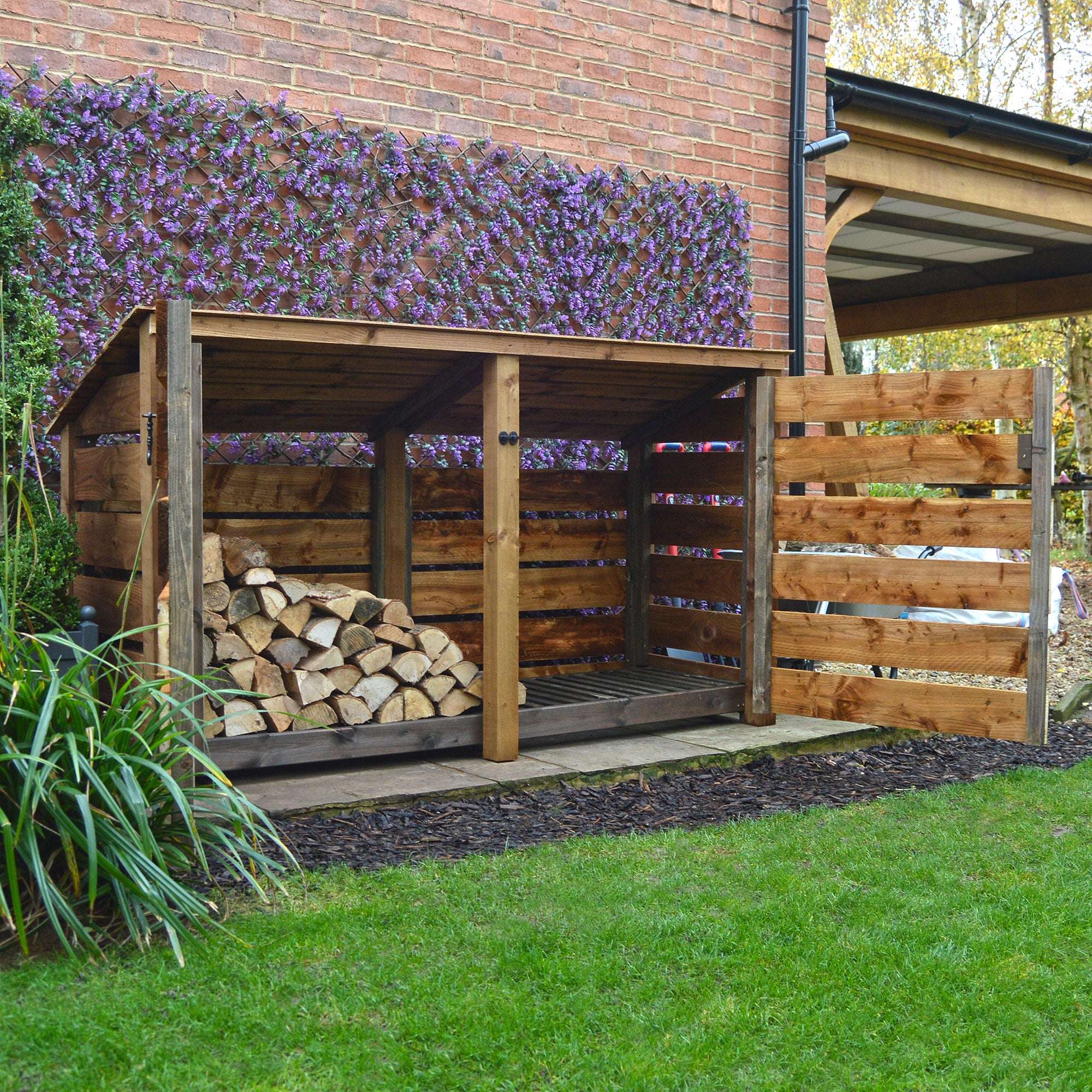 Exceptional Garden:Rutland County Normanton Log Store with Door - 4ft
