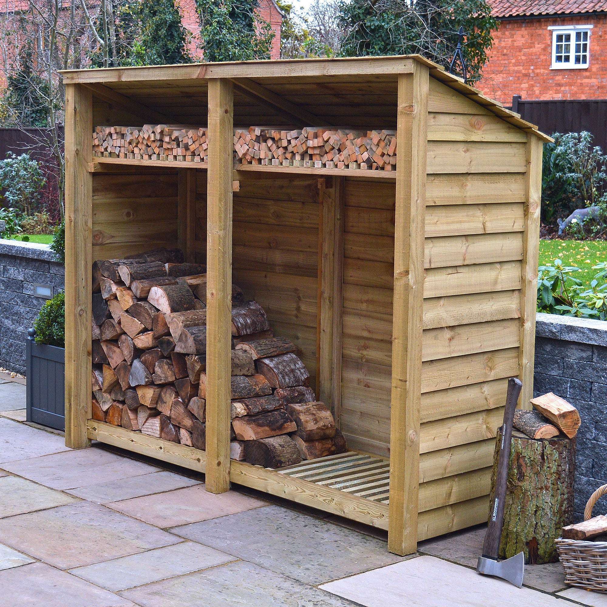 Rutland County Normanton Log Store with Kindling Shelf - 6ft:Rutland County,Exceptional Garden