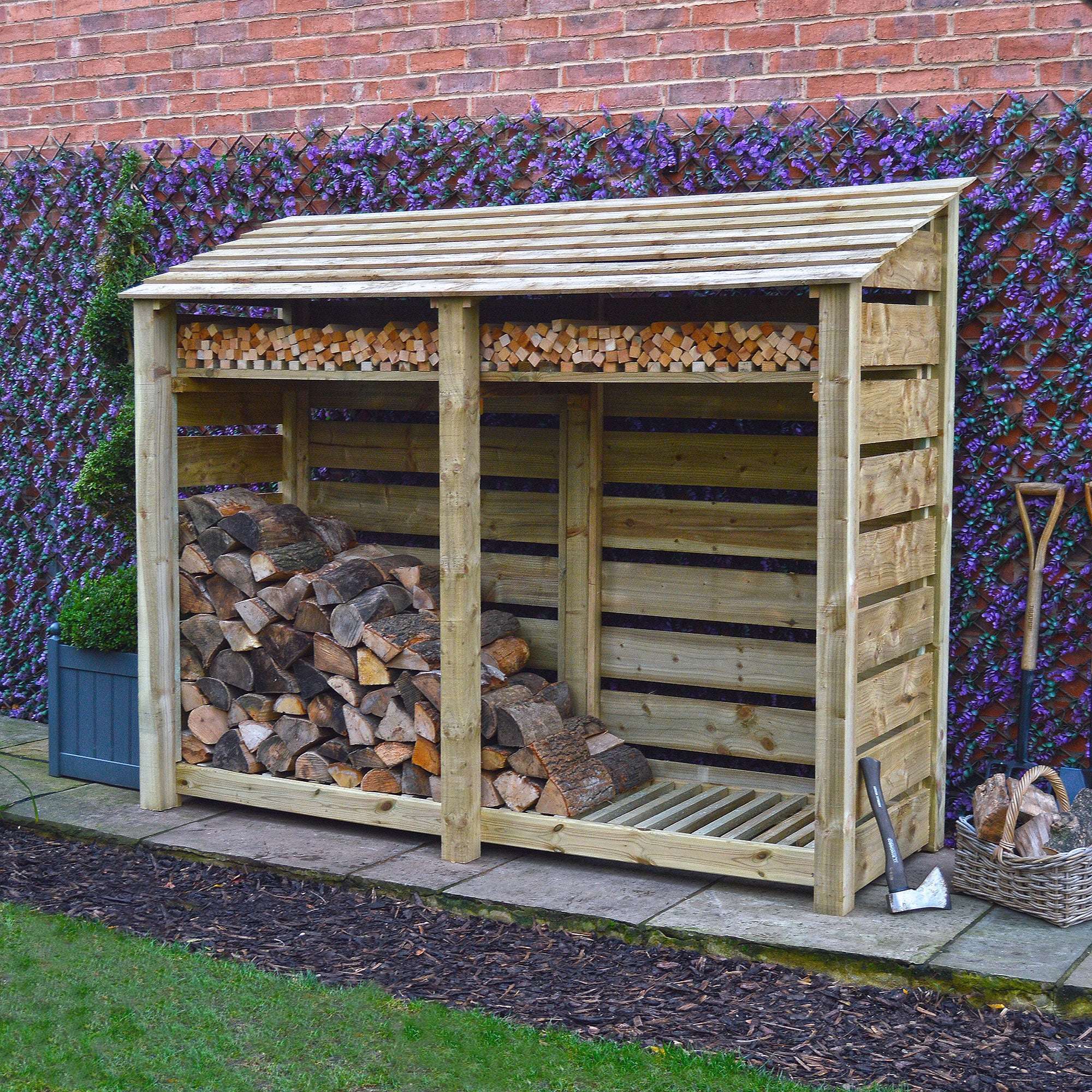 Rutland County Normanton Log Store with Kindling Shelf - 6ft:Rutland County,Exceptional Garden