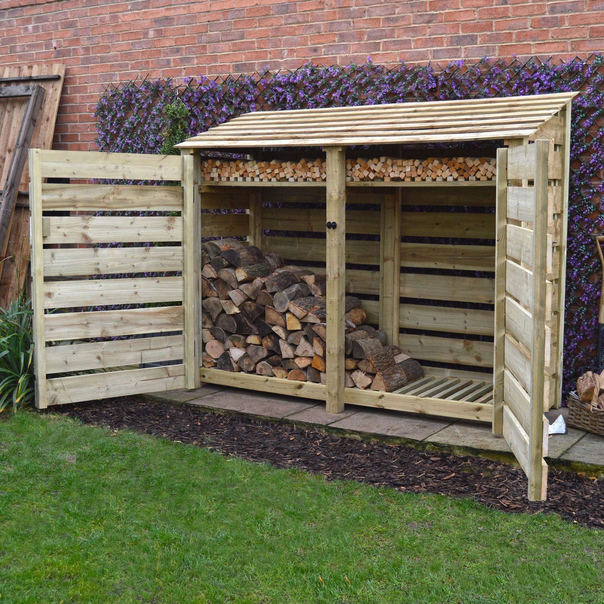 Rutland County Normanton Log Store with Door and Kindling Shelf - 6ft:Rutland County,Exceptional Garden