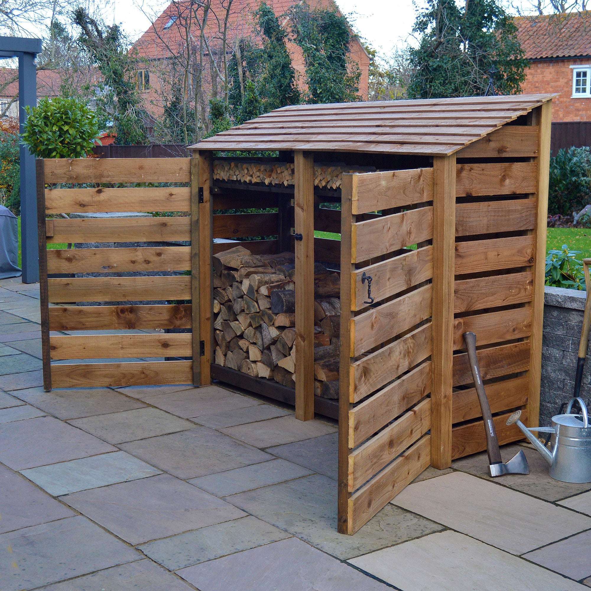 Rutland County Normanton Log Store with Door and Kindling Shelf - 6ft:Rutland County,Exceptional Garden