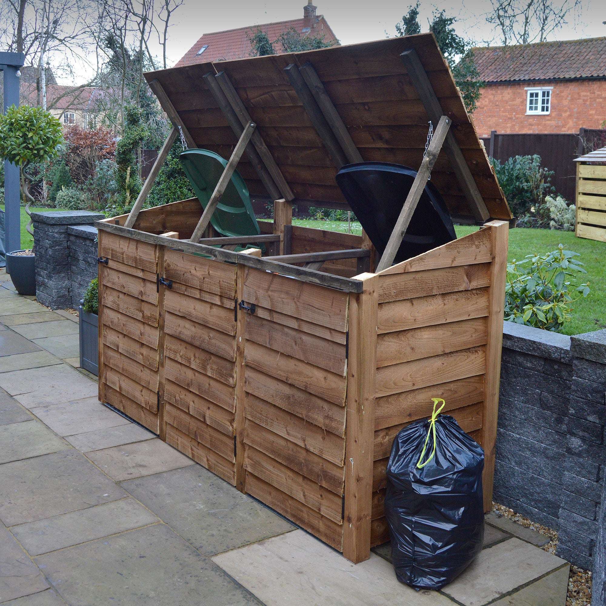 Exceptional Garden:Rutland Country Morcott Triple Combo Wheelie Bin Storage Unit