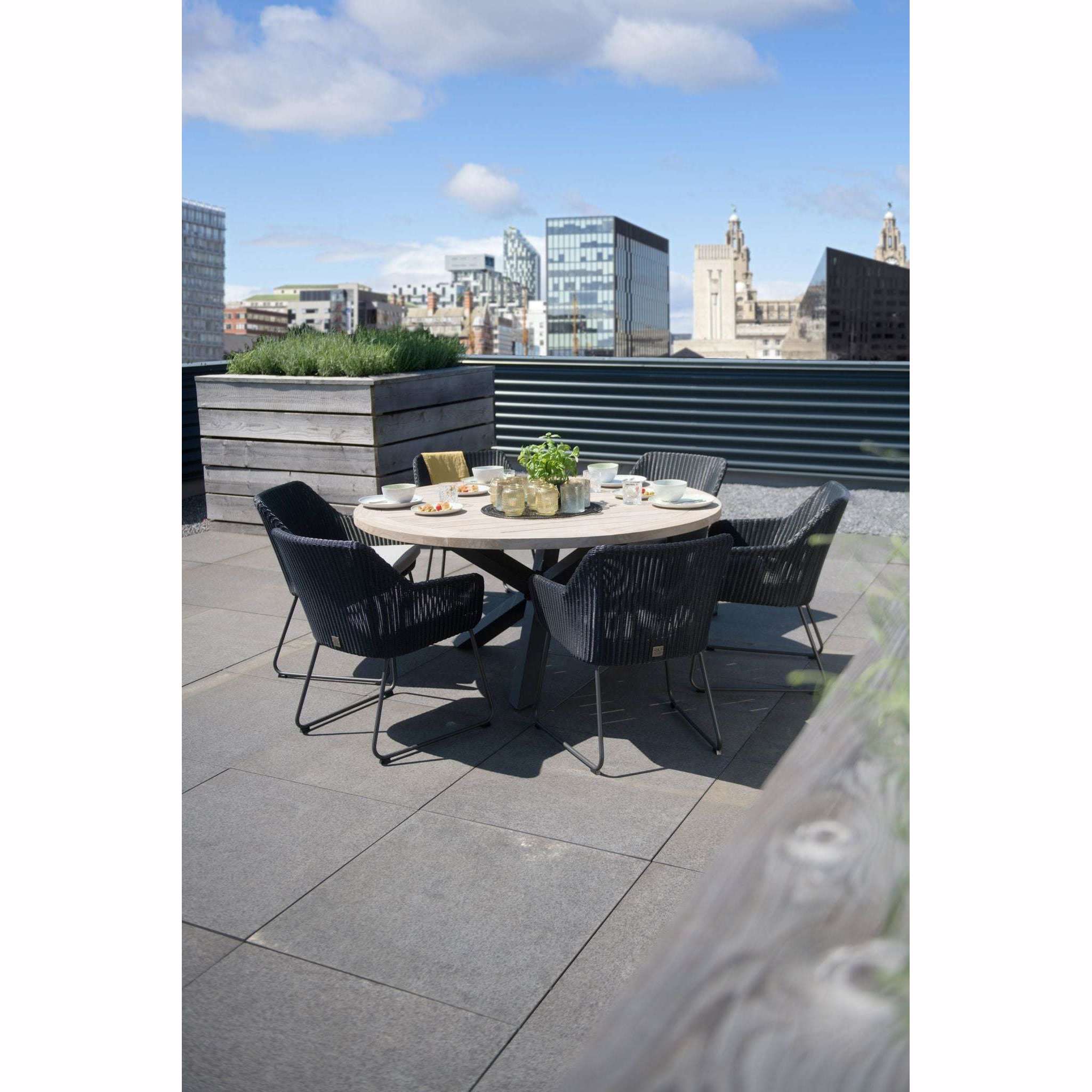 Exceptional Garden:4 Seasons Outdoor Avila 6 Seater Dining Set with Louver Teak Round Dining Table