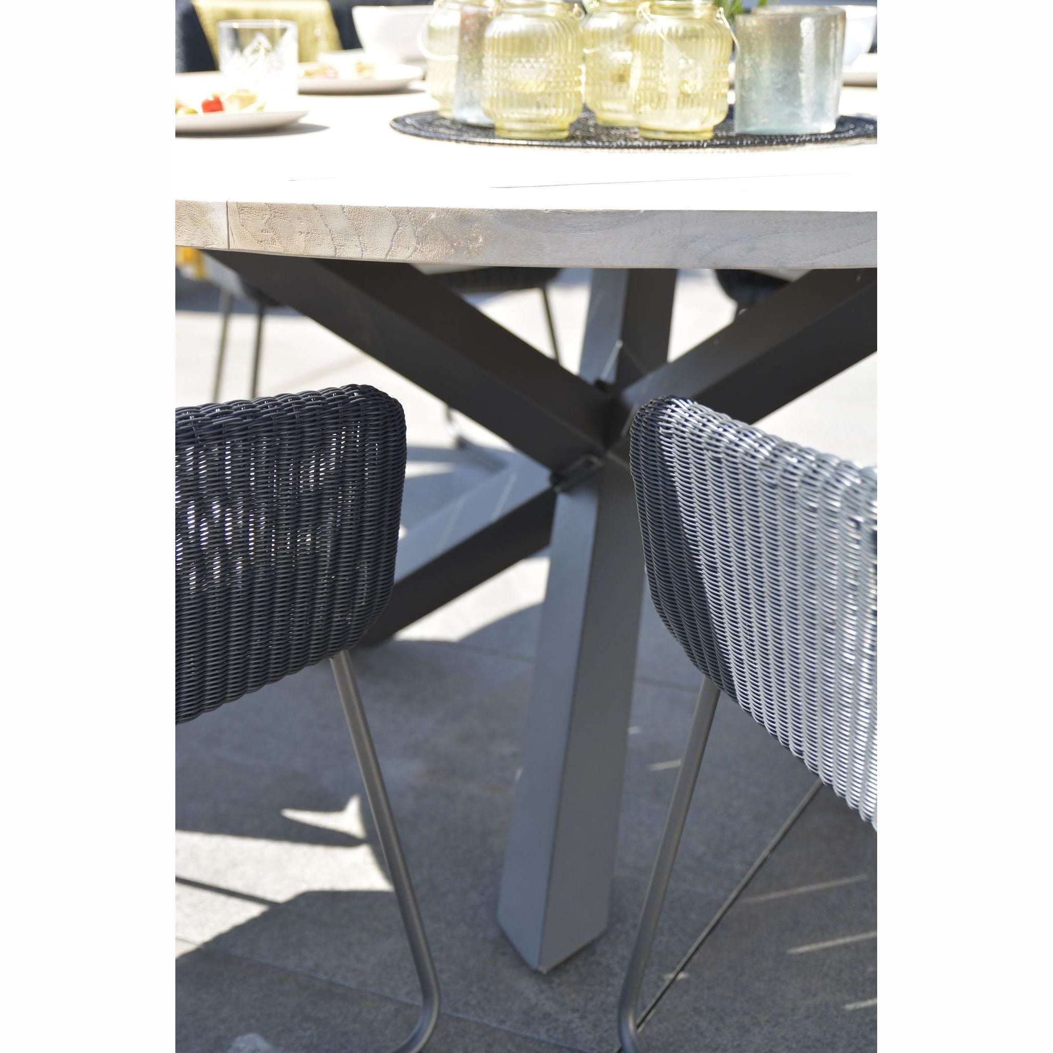 Exceptional Garden:4 Seasons Outdoor Avila 6 Seater Dining Set with Louver Teak Round Dining Table