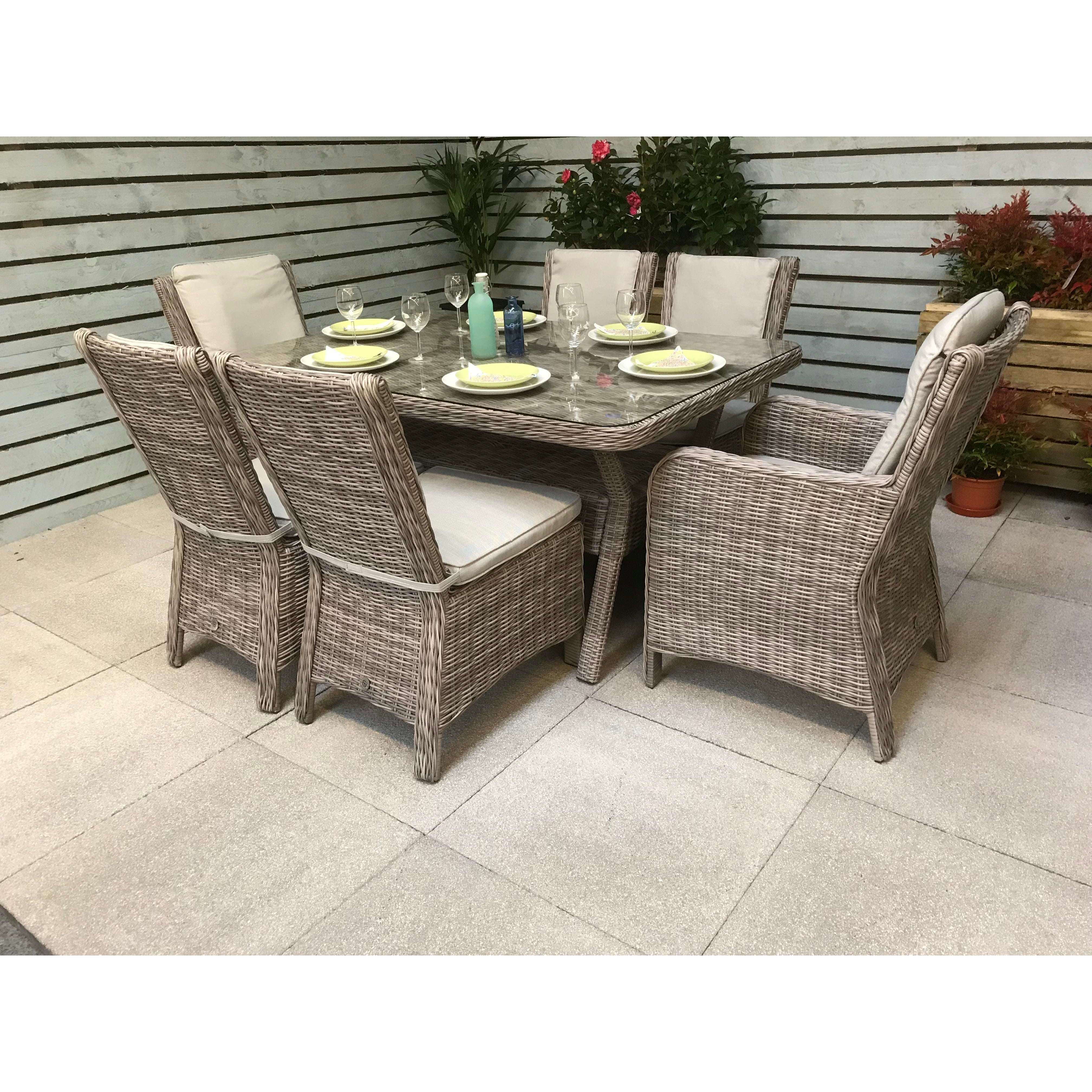 Exceptional Garden:Signature Weave Alexandra 6-Seater Dining Set with Rectangular Dining Table