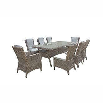 Exceptional Garden:Signature Weave Alexandra 8-Seater Dining Set with Rectangular Dining Table
