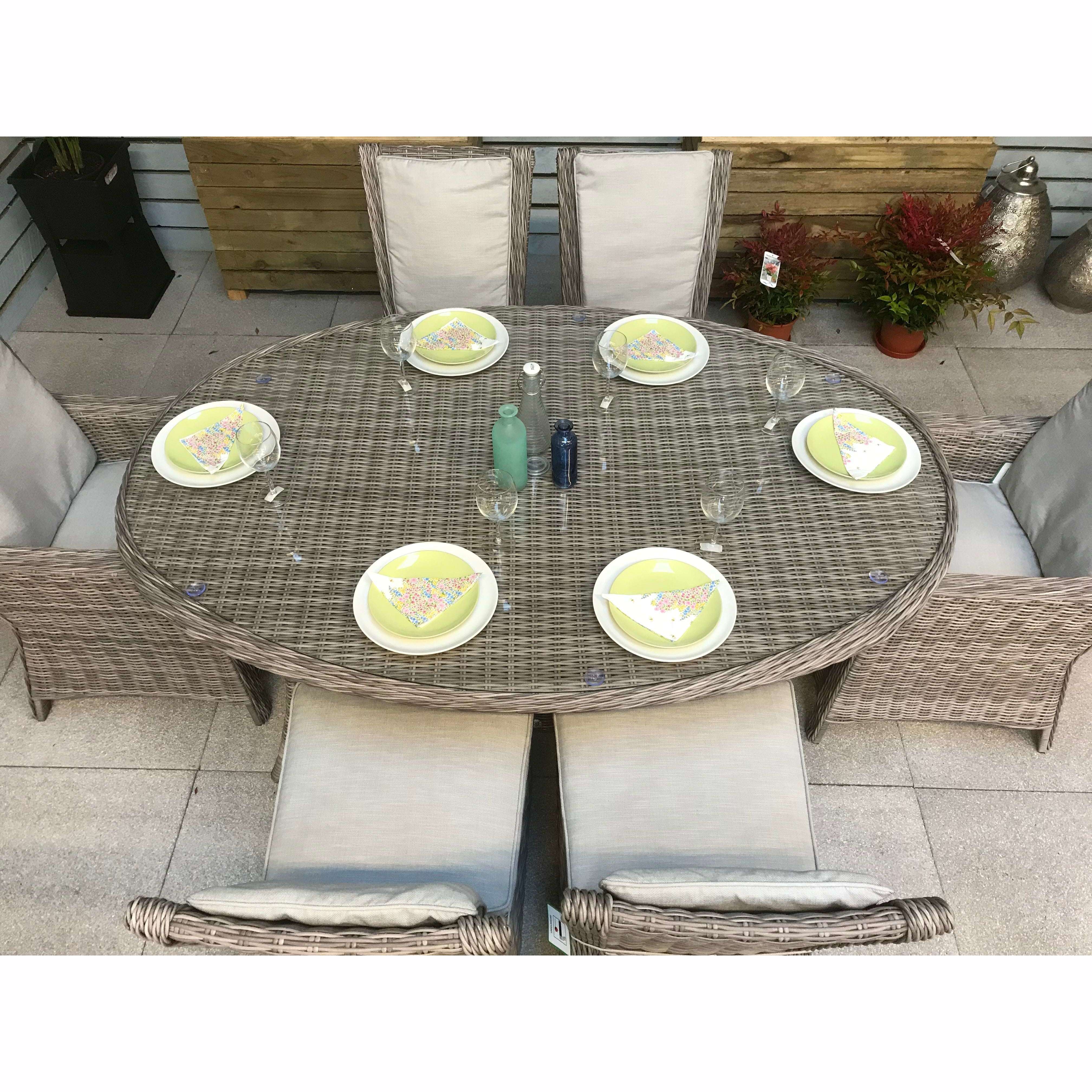Exceptional Garden:Signature Weave Alexandra 6-Seater Dining Set with Oval Dining Table