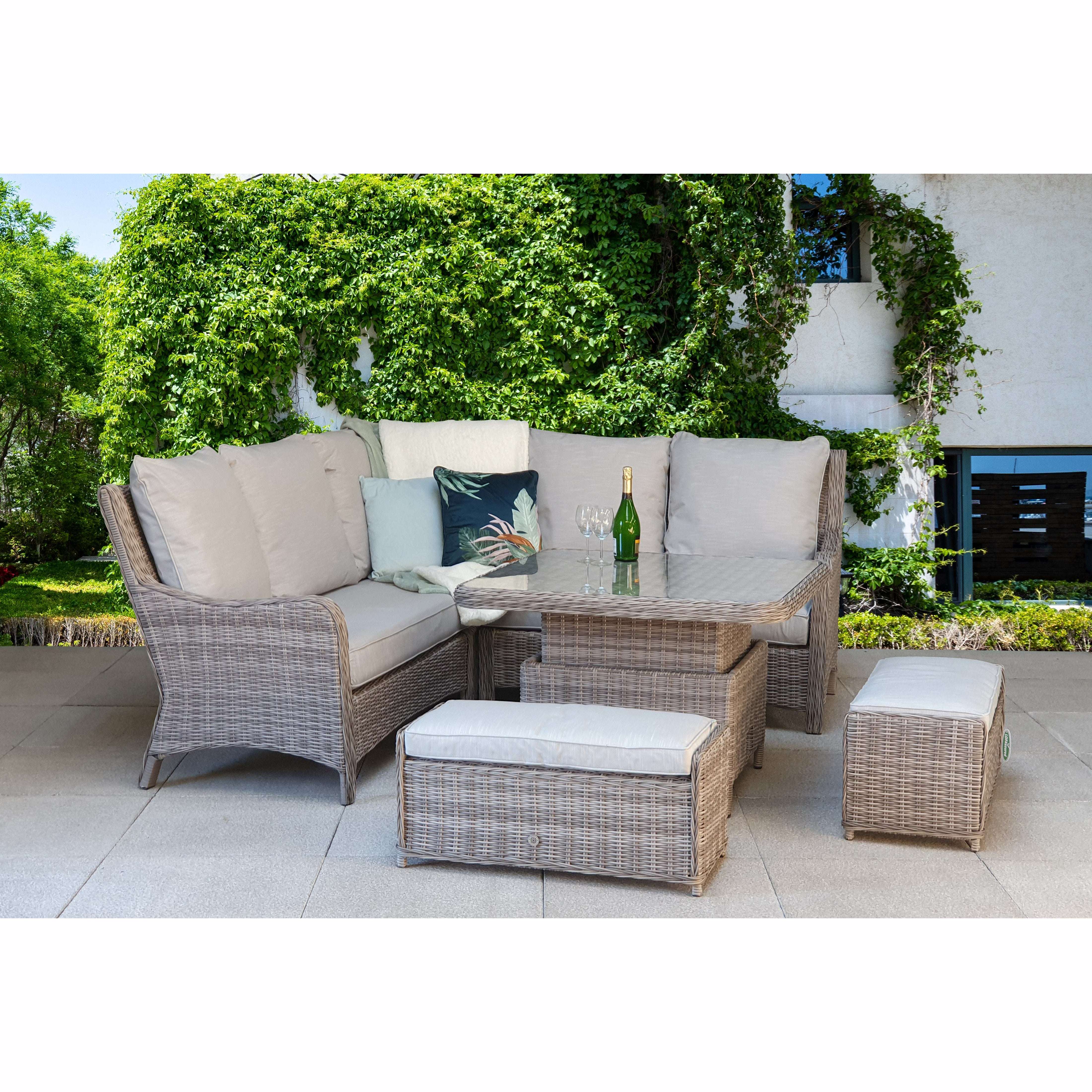 Exceptional Garden:Signature Weave Alexandra Corner Dining Set with Lifting Table