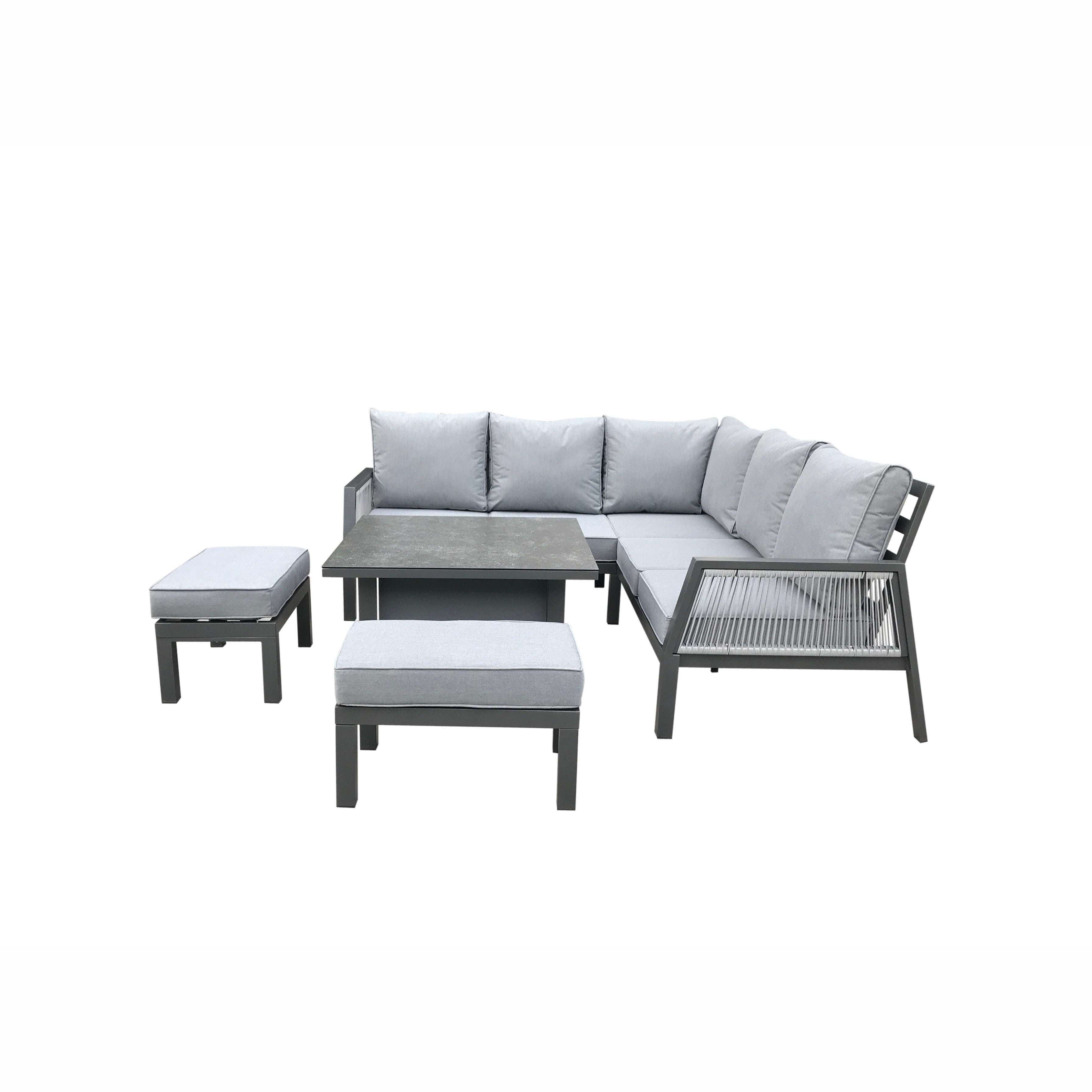 Exceptional Garden:Signature Weave Bettina Corner Dining Set - Grey