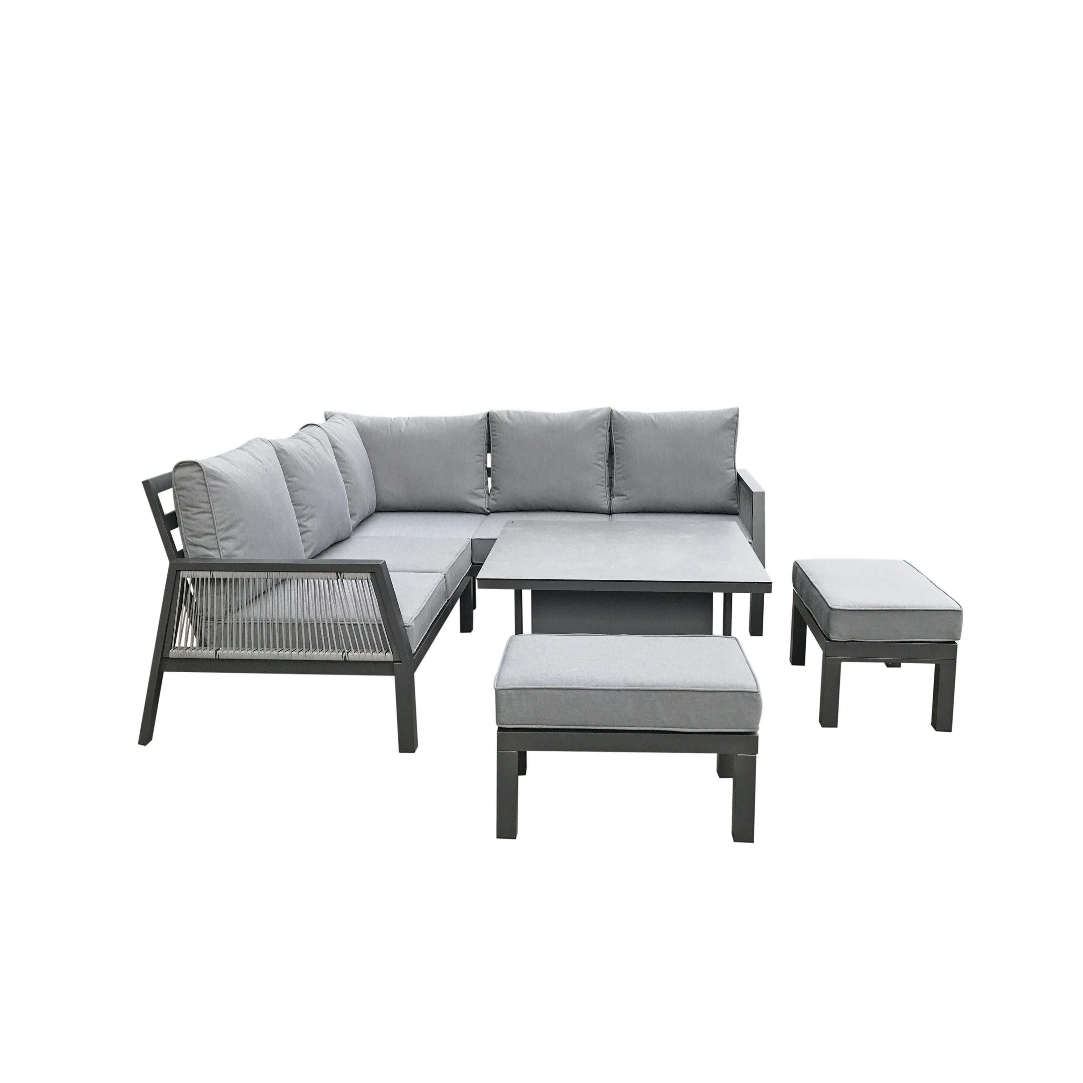 Exceptional Garden:Signature Weave Bettina Corner Dining Set - Grey